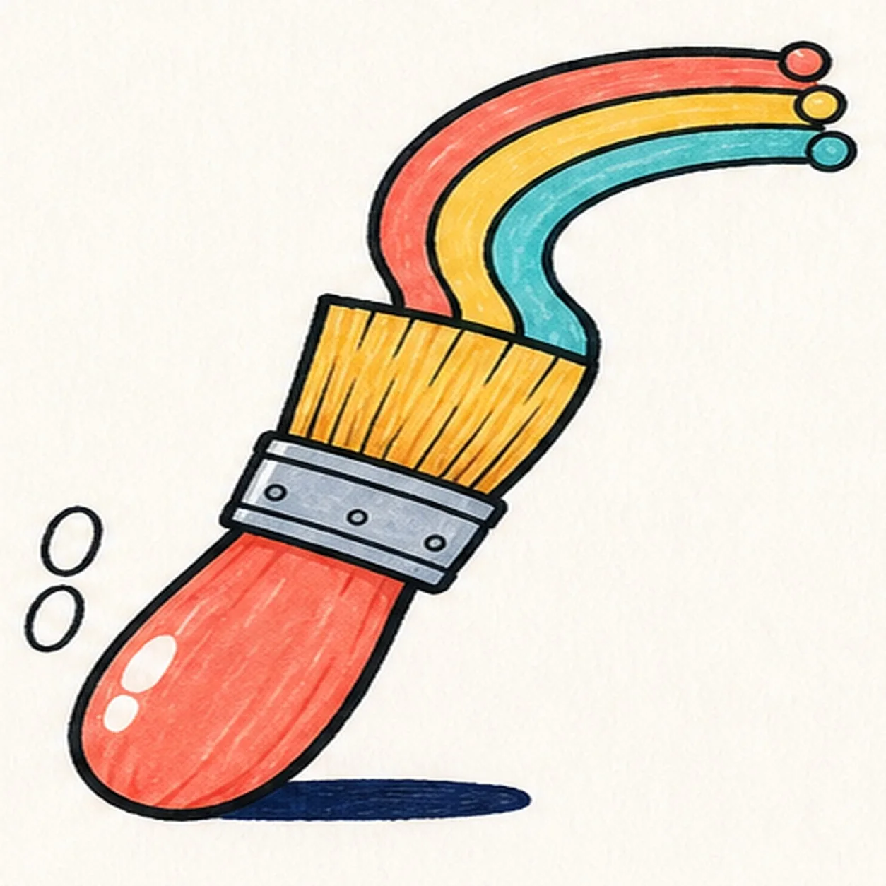 Pull in rainbow color stage for how to draw a rainbow paintbrush