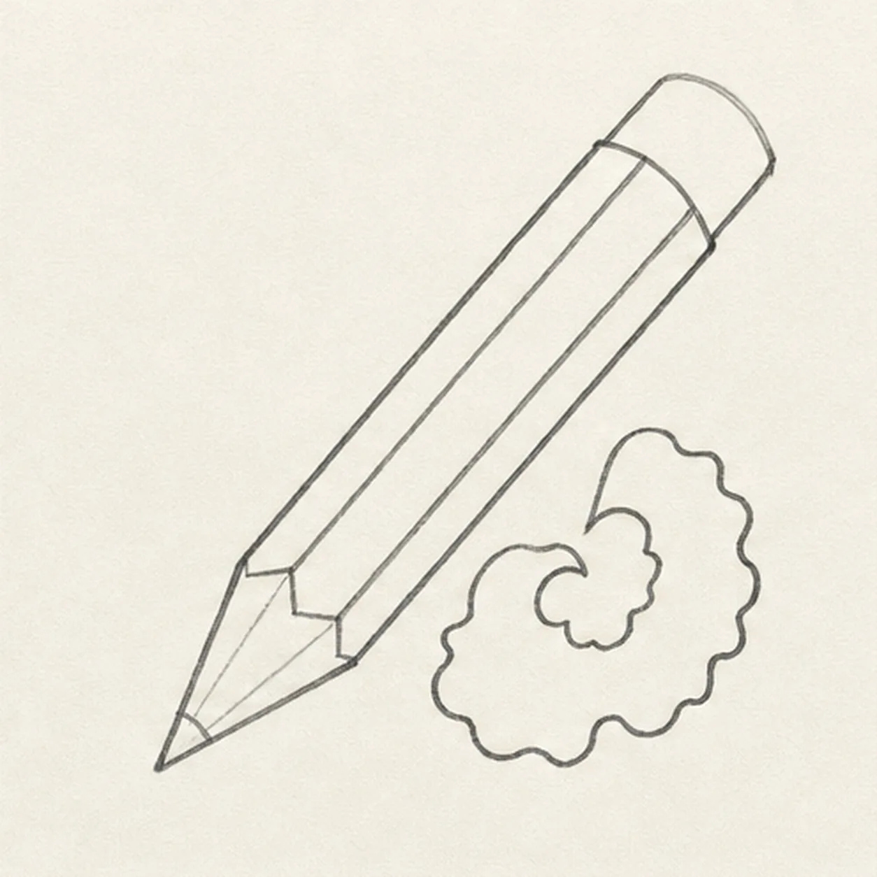 Shape the pencil stage for how to draw a pencil with shavings