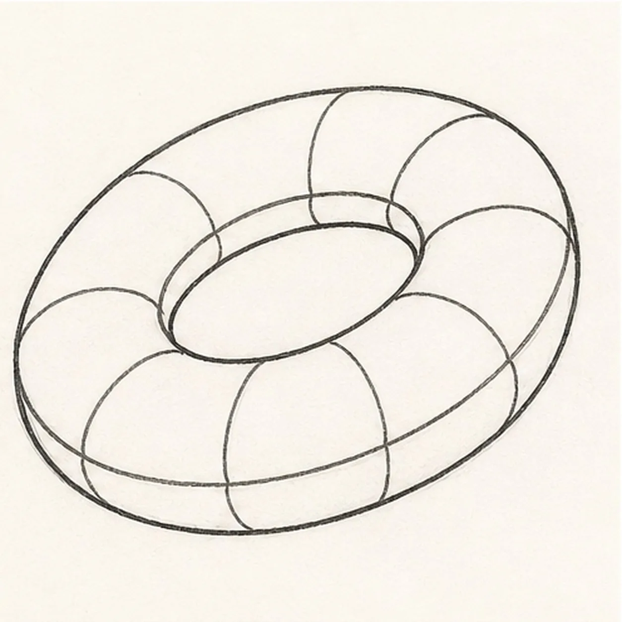 Wrap the stripes stage for how to draw a cartoon pool float doodle