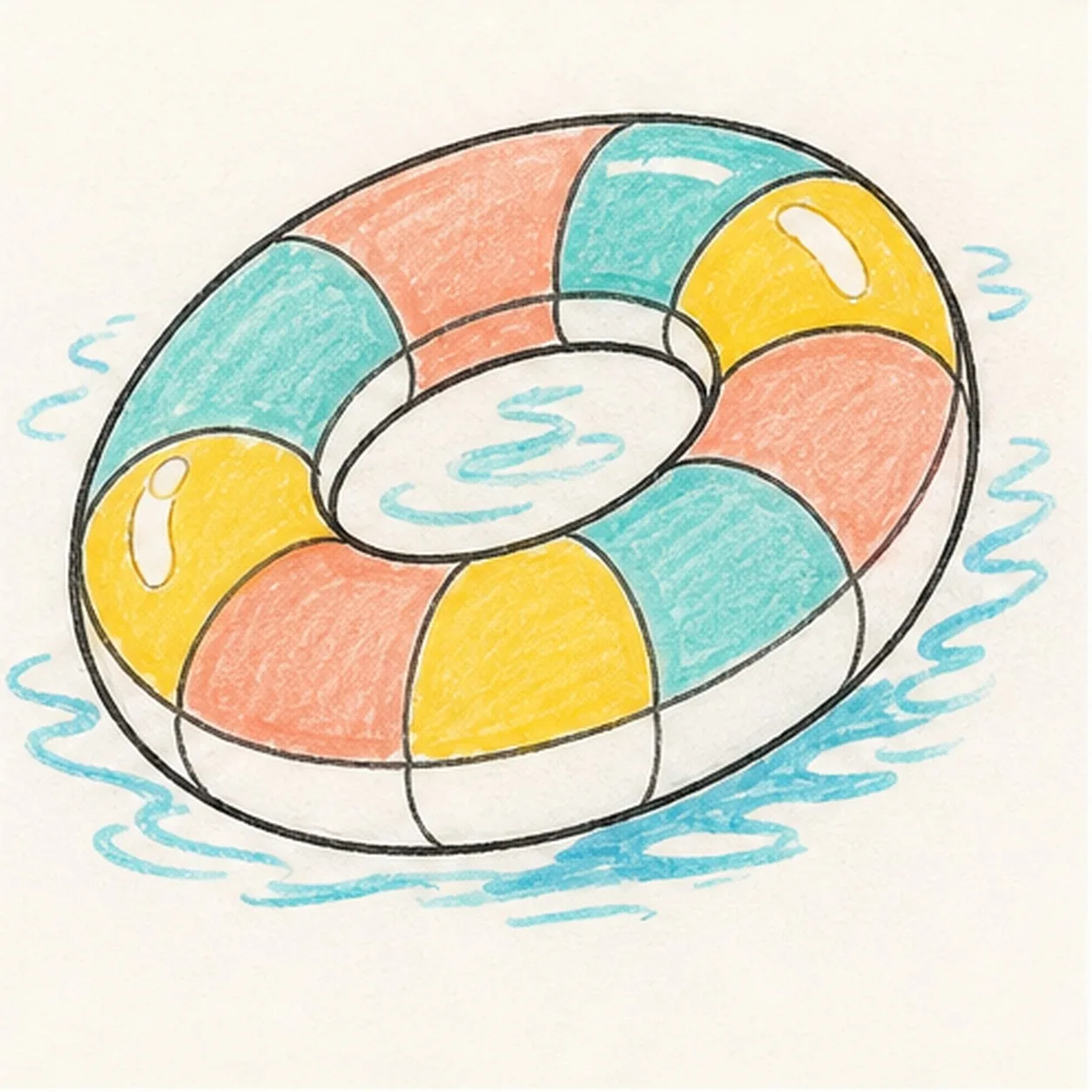 Fill the pool colors stage for how to draw a cartoon pool float doodle