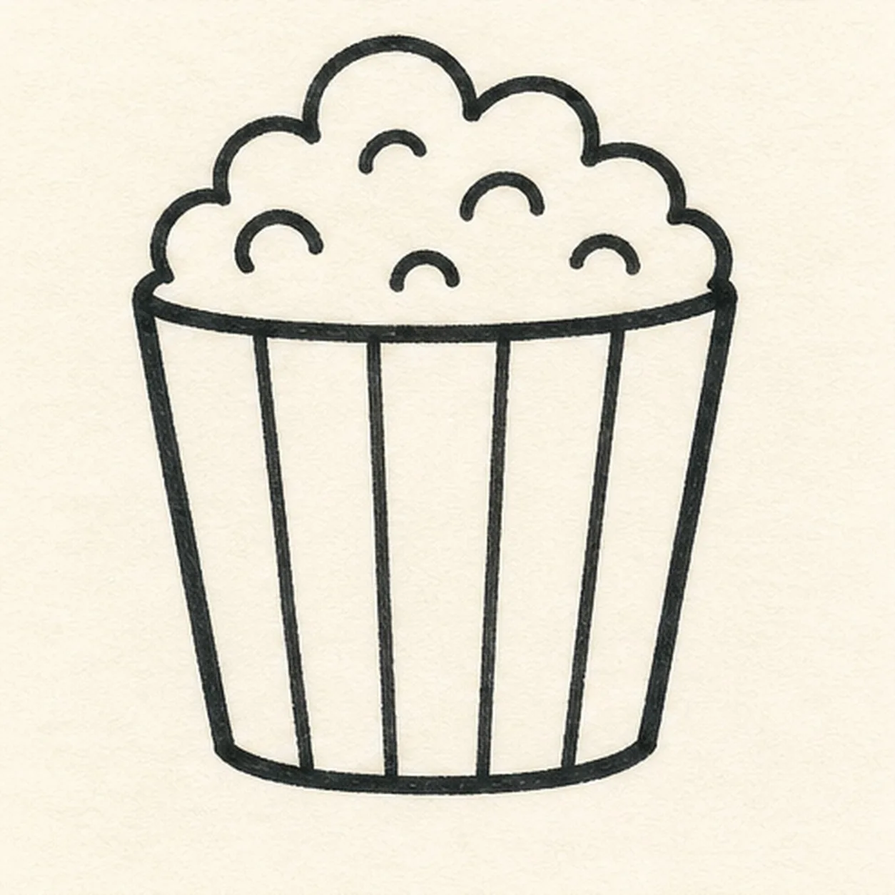 Ink the stripes stage for how to draw a popcorn bucket