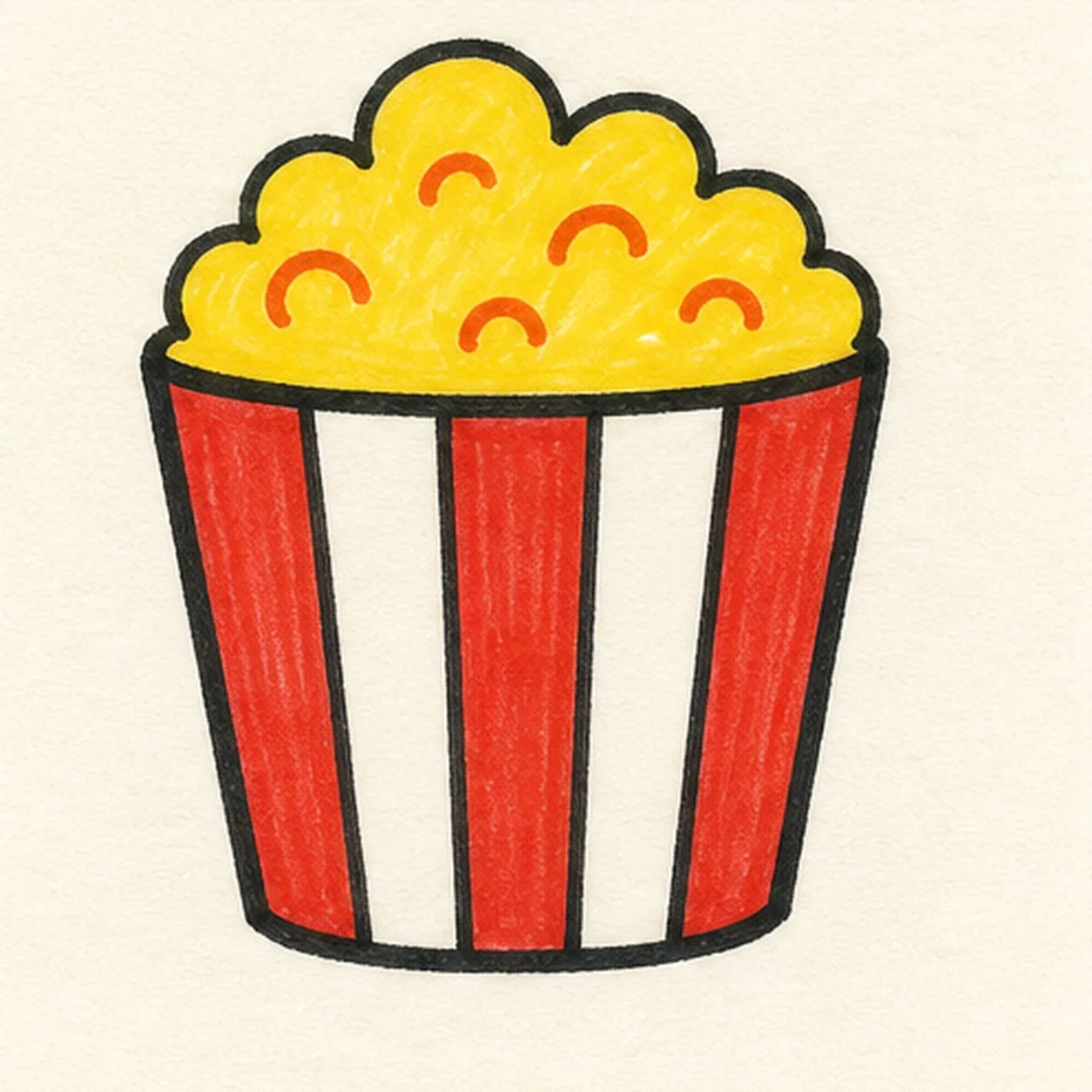 Fill the movie-night colors stage for how to draw a popcorn bucket