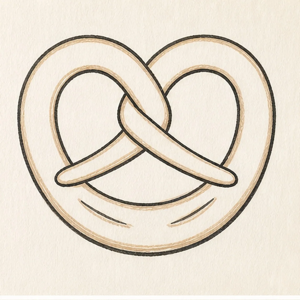 Set the over-under knot stage for how to draw a soft pretzel