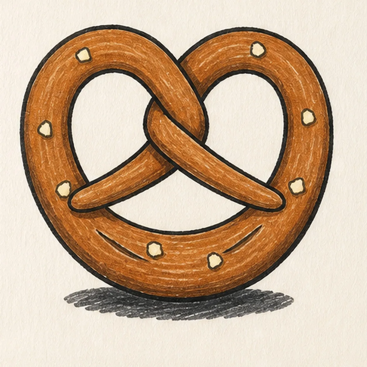 Ink the toasted pretzel colors stage for how to draw a soft pretzel