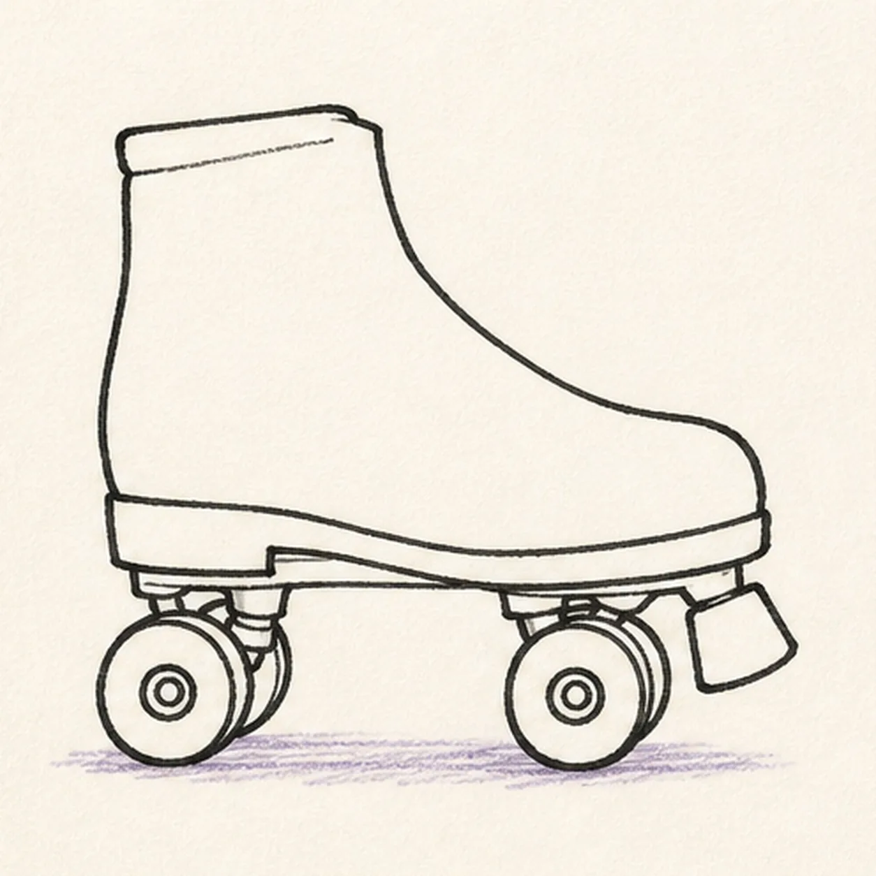 Roll in the wheels stage for how to draw a roller skate