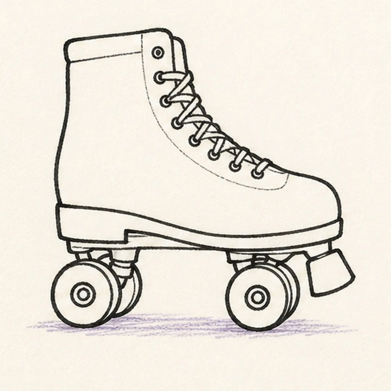 Lace the boot stage for how to draw a roller skate