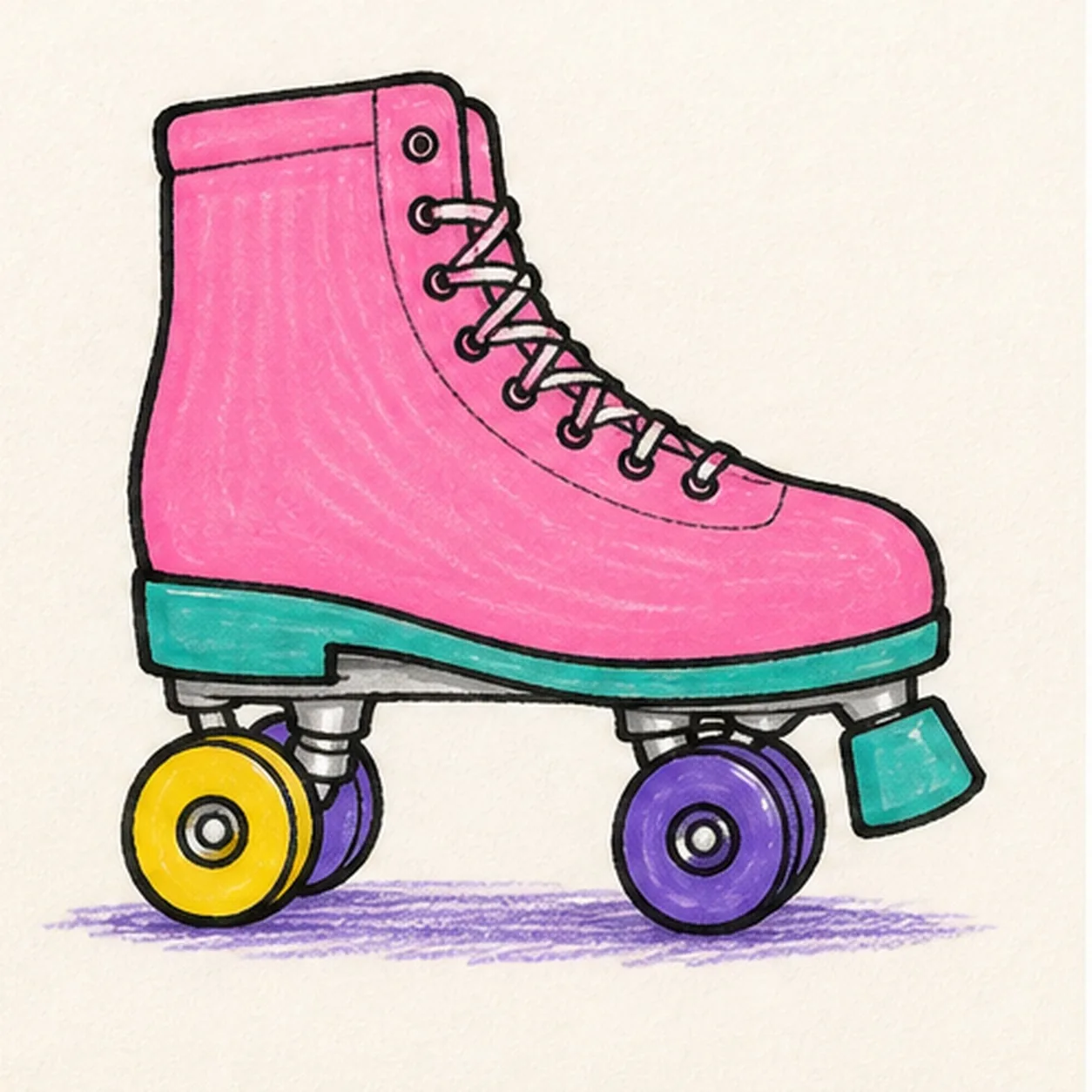 Color the skate stage for how to draw a roller skate