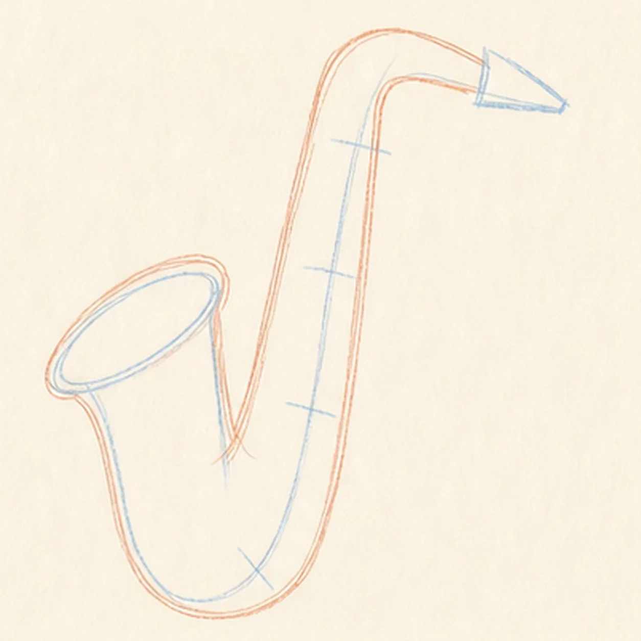 Wrap the rough saxophone silhouette stage for how to draw a cartoon saxophone