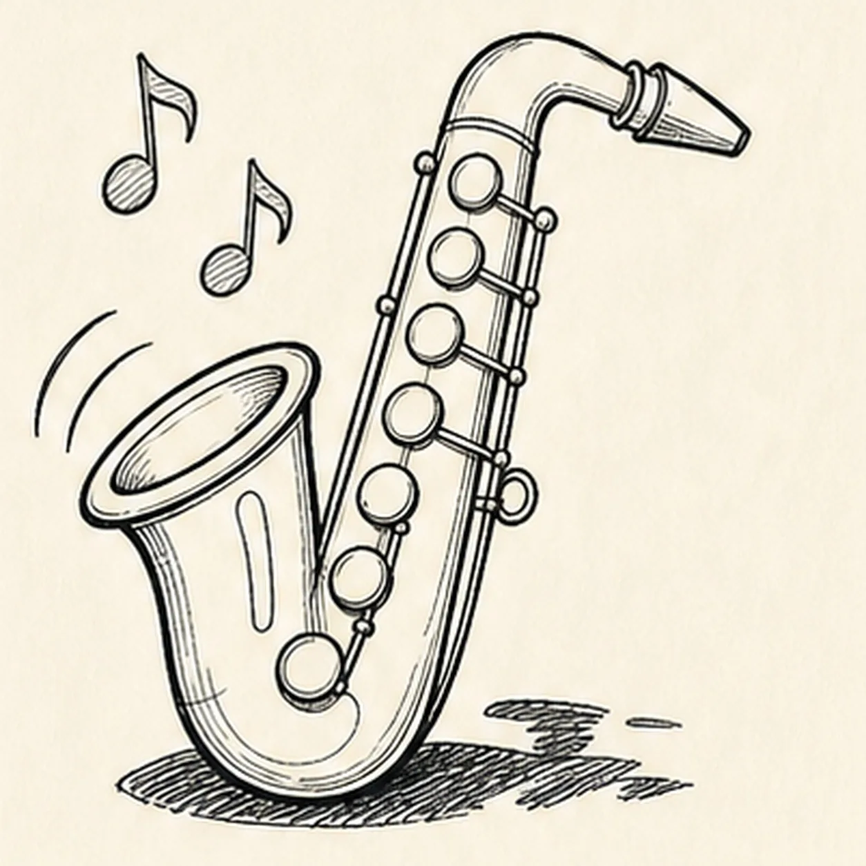 Ink the complete keeper drawing stage for how to draw a cartoon saxophone