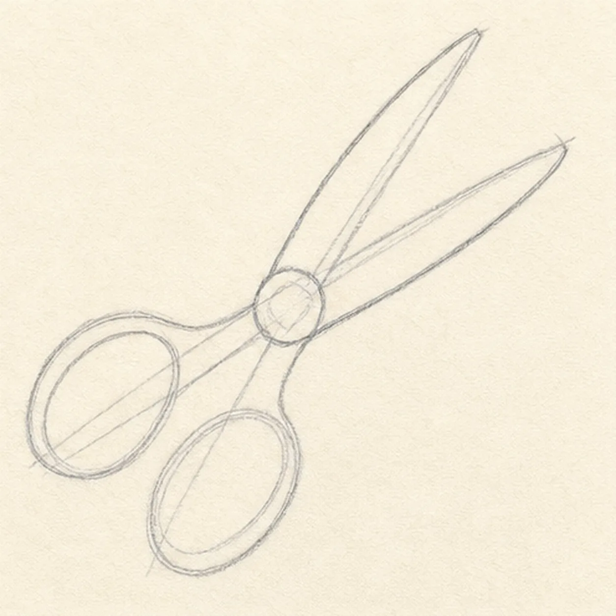Shape the open scissors stage for how to draw scissors