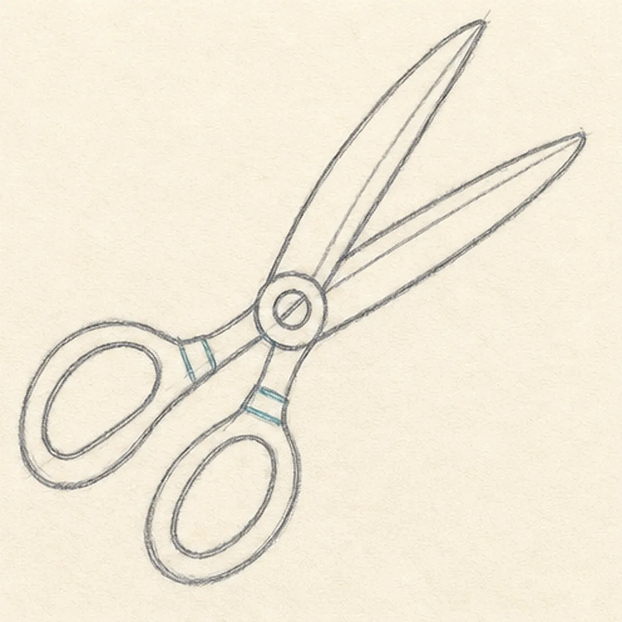 Build the loops and blades stage for how to draw scissors
