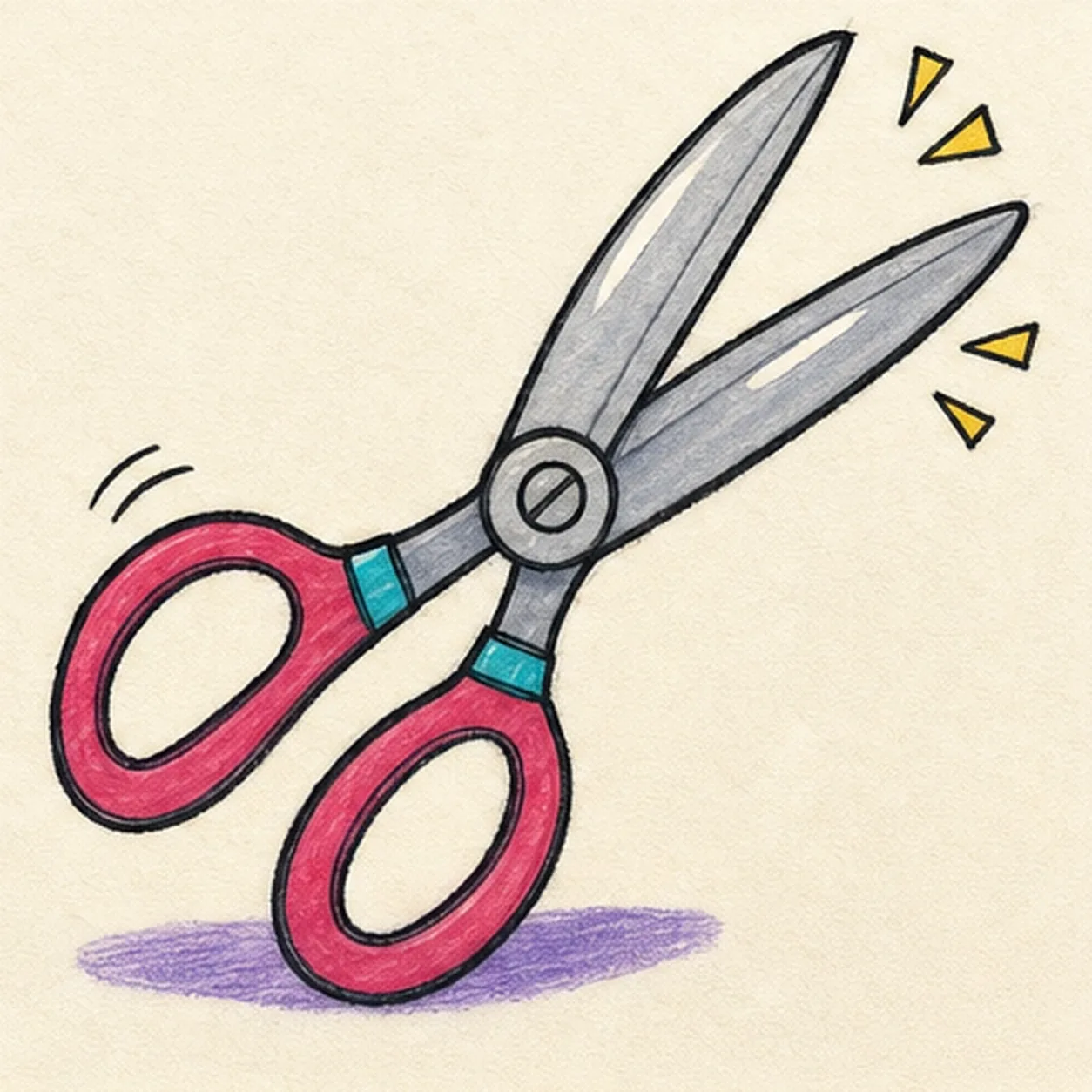 Ink and color the scissors stage for how to draw scissors
