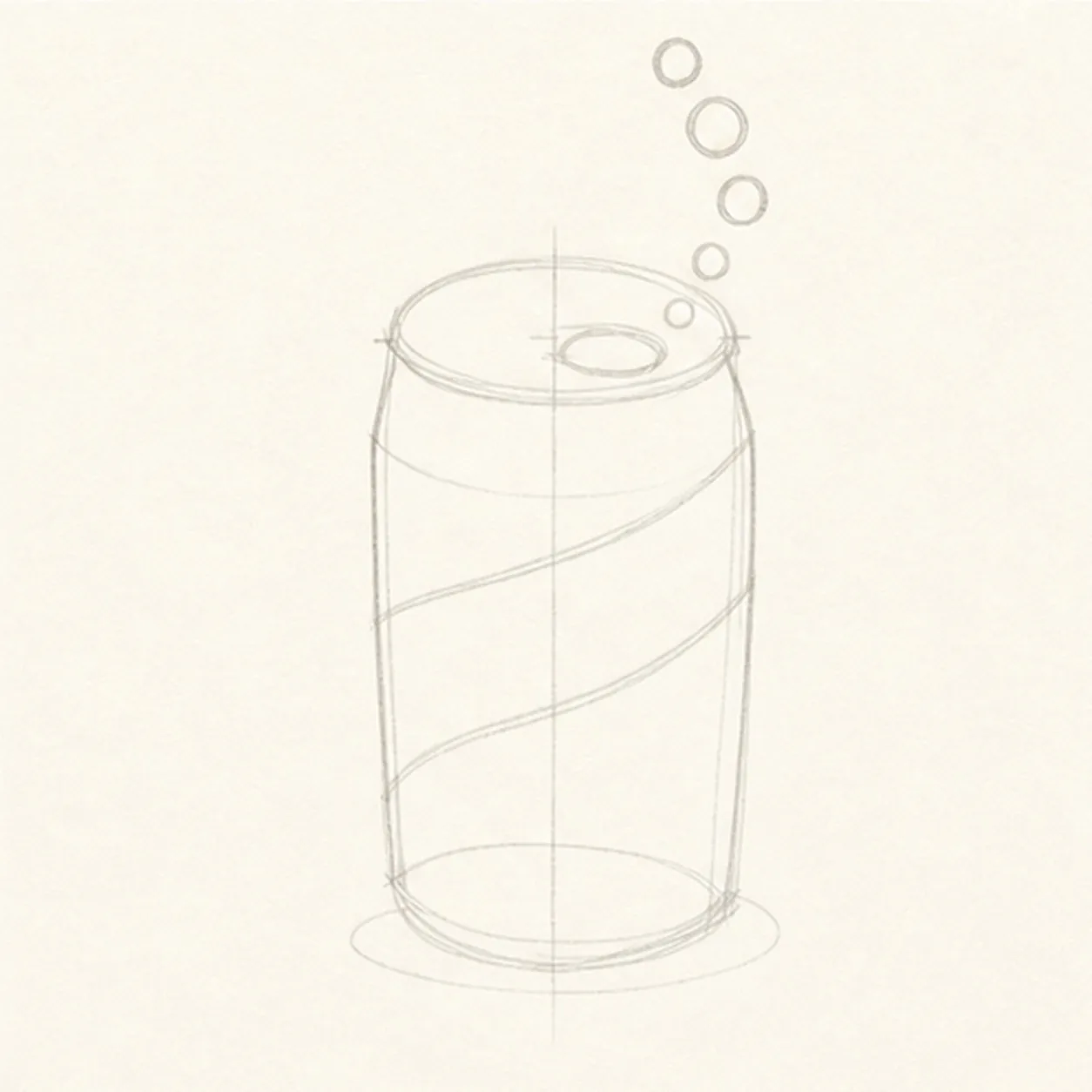 Map the fizzy can stage for how to draw a soda can with fizz