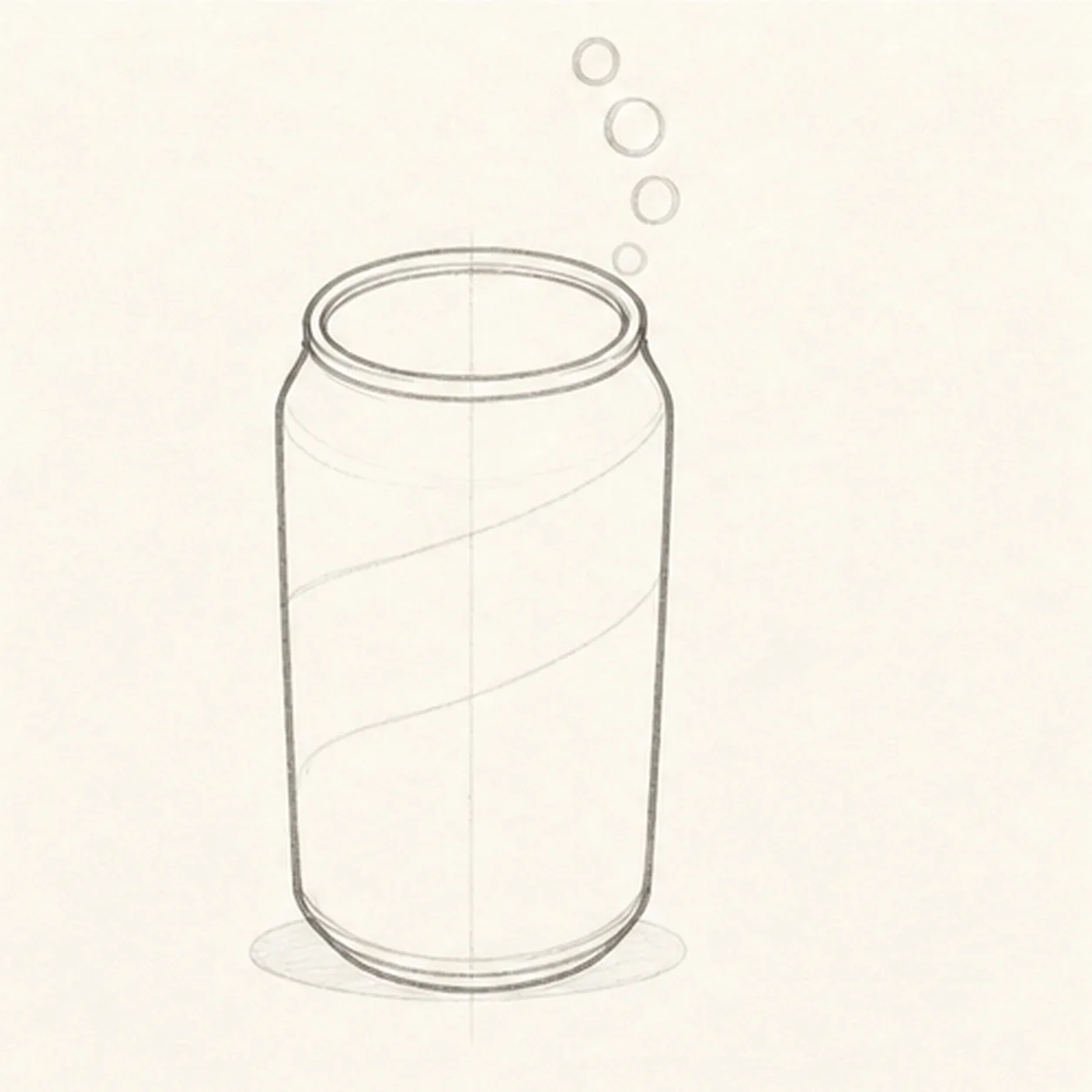 Shape the can silhouette stage for how to draw a soda can with fizz