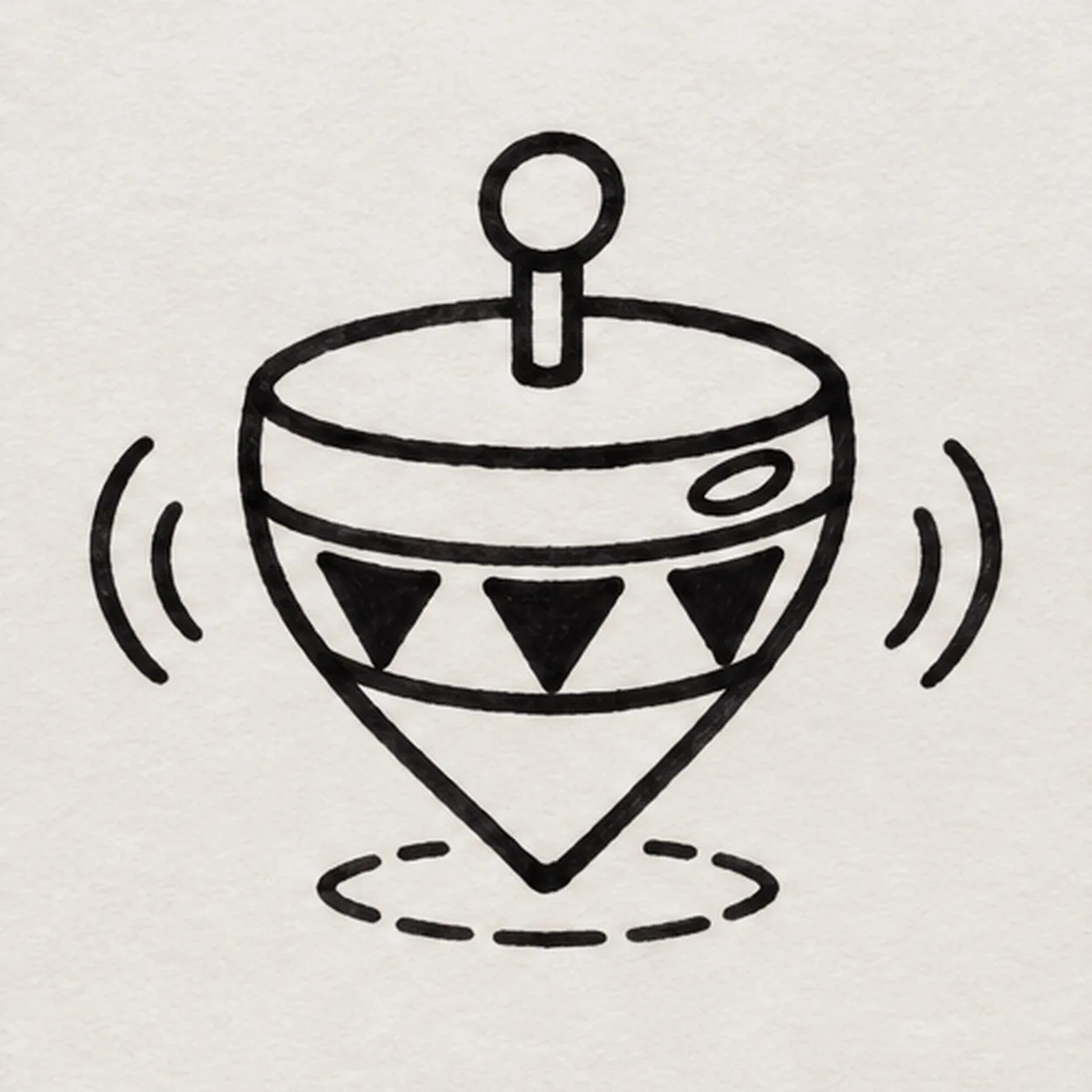 Show the spin stage for how to draw a colorful cartoon spinning top