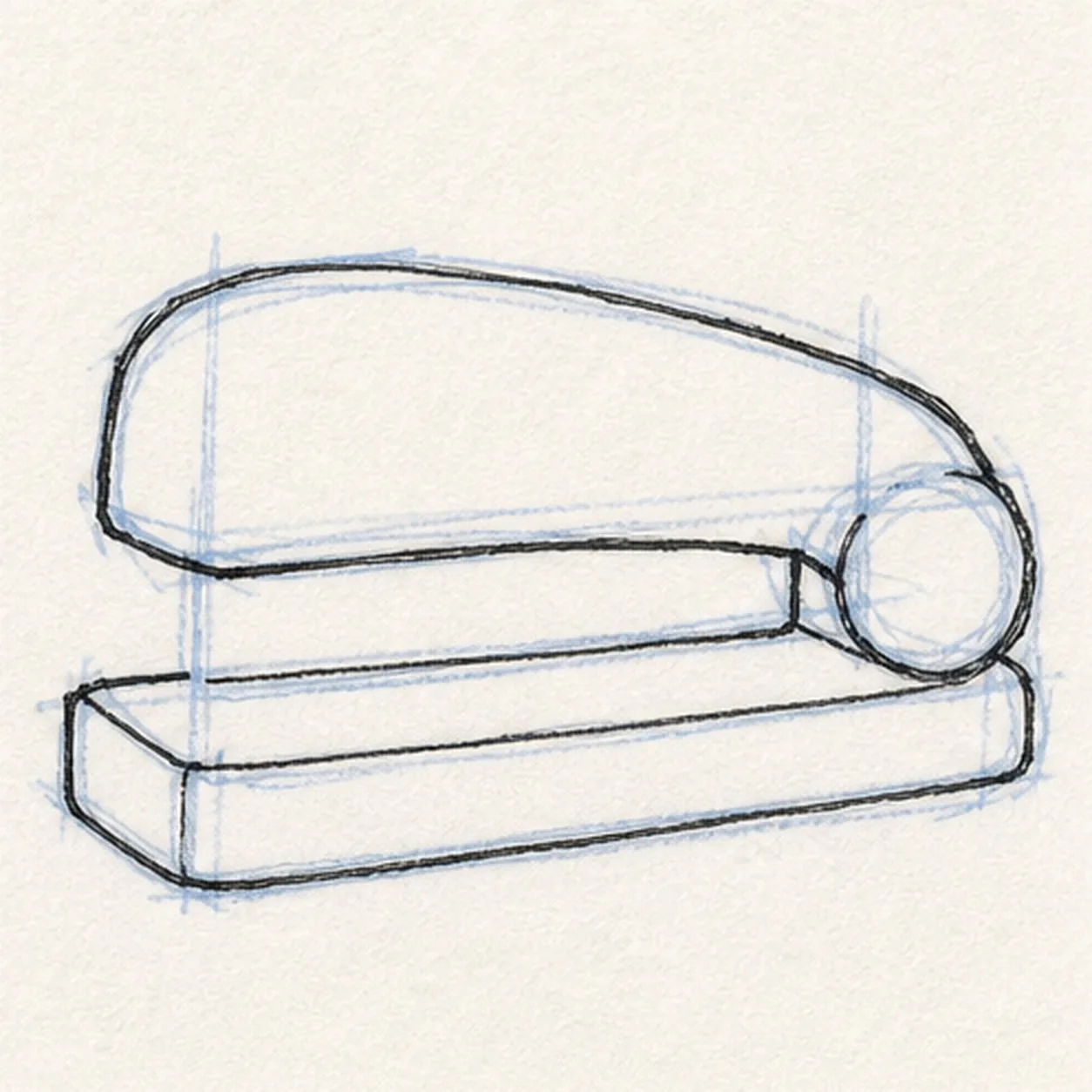 Trace the same guide stage for how to draw a cartoon stapler