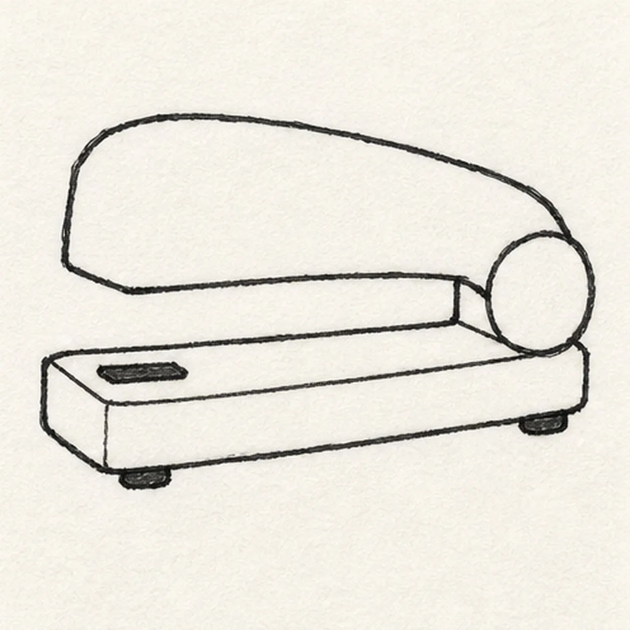 Place the slot and feet stage for how to draw a cartoon stapler
