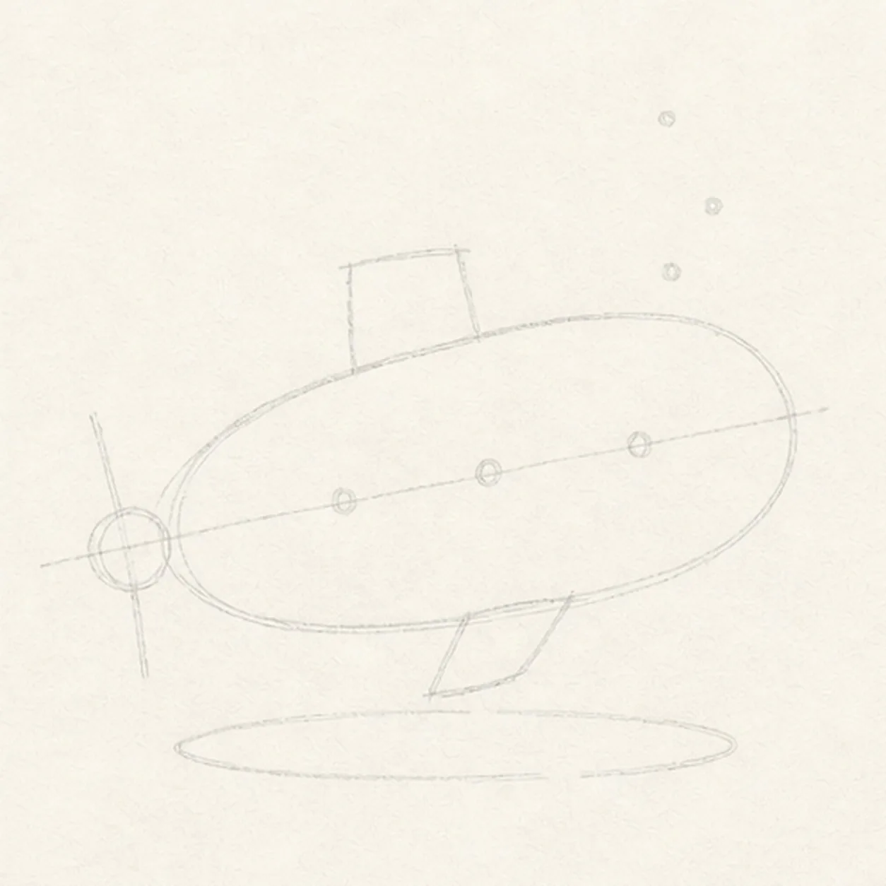 Set the dive gesture stage for how to draw a cartoon submarine