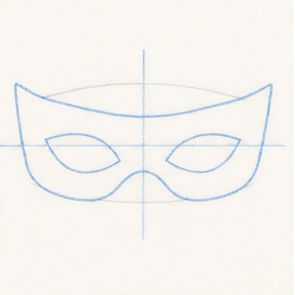Open the eye shapes stage for how to draw a superhero mask