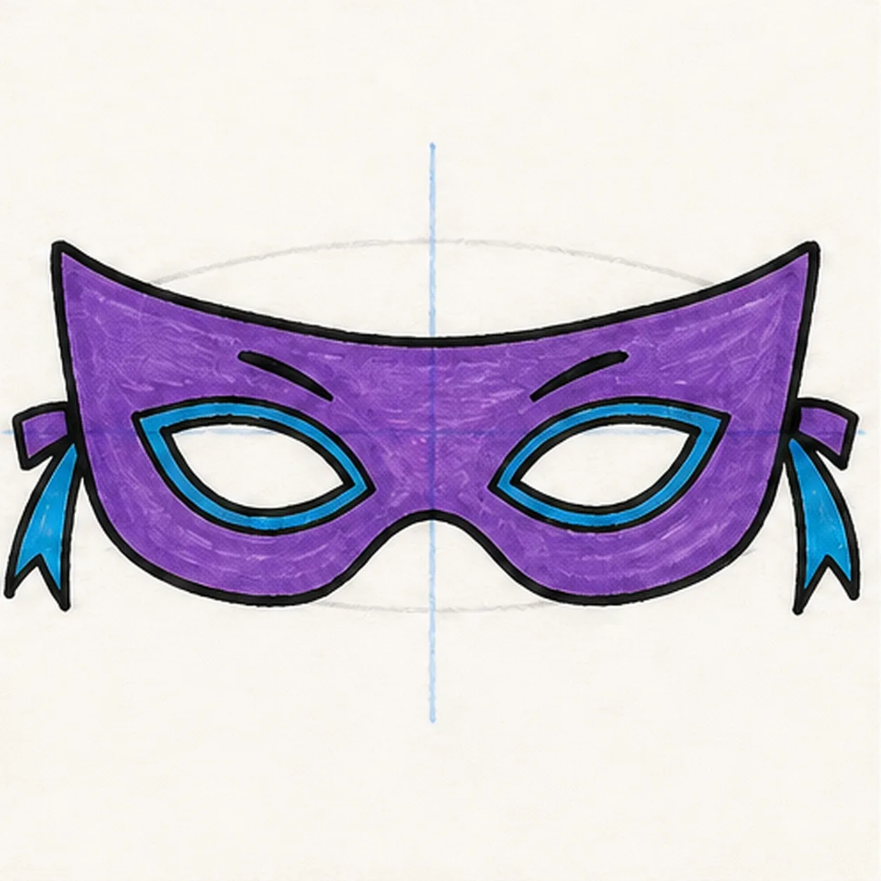 Ink the secret colors stage for how to draw a superhero mask