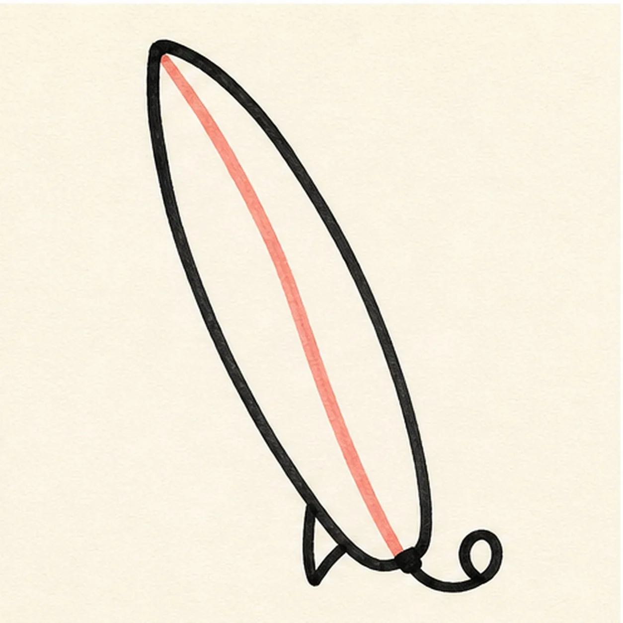 Hook the leash and ink stage for how to draw a surfboard