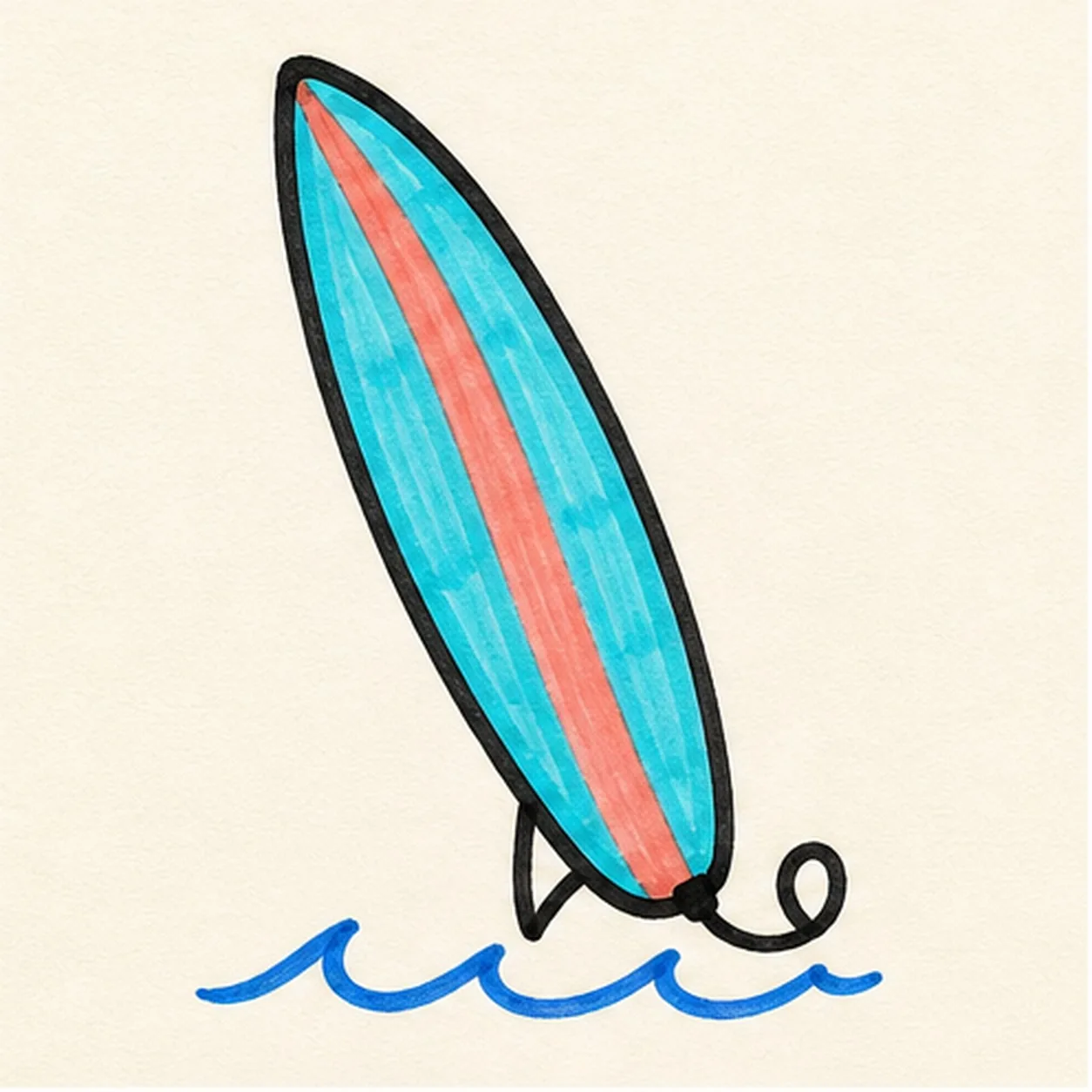 Pull the bright marker color stage for how to draw a surfboard