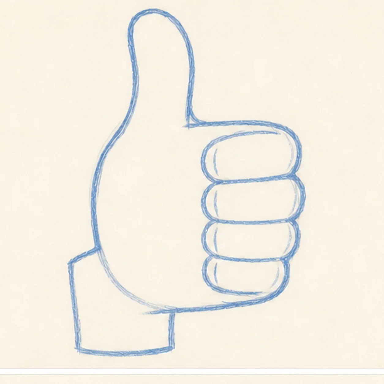 Shape the thumbs-up silhouette stage for how to draw a thumbs-up hand