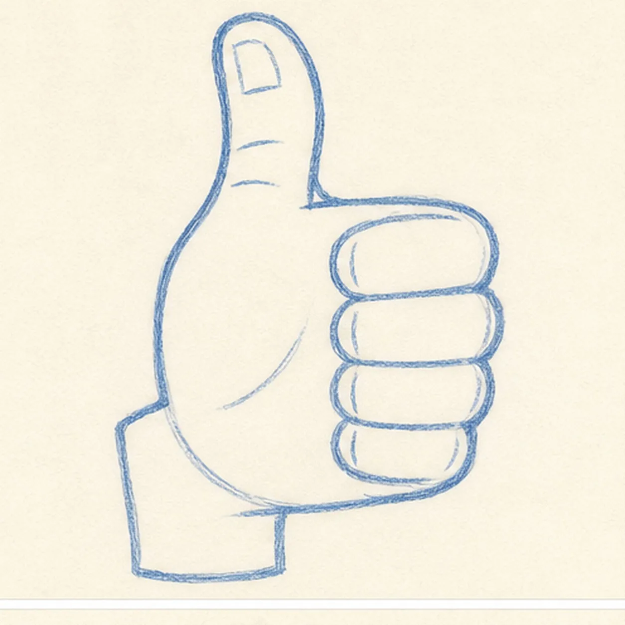 Separate the fingers stage for how to draw a thumbs-up hand