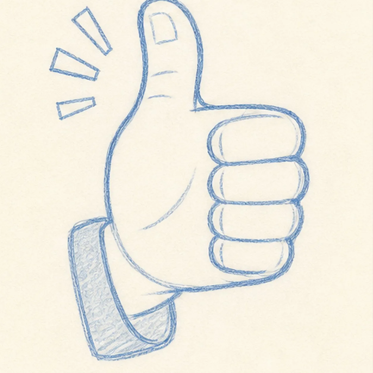 Add cuff and emphasis stage for how to draw a thumbs-up hand