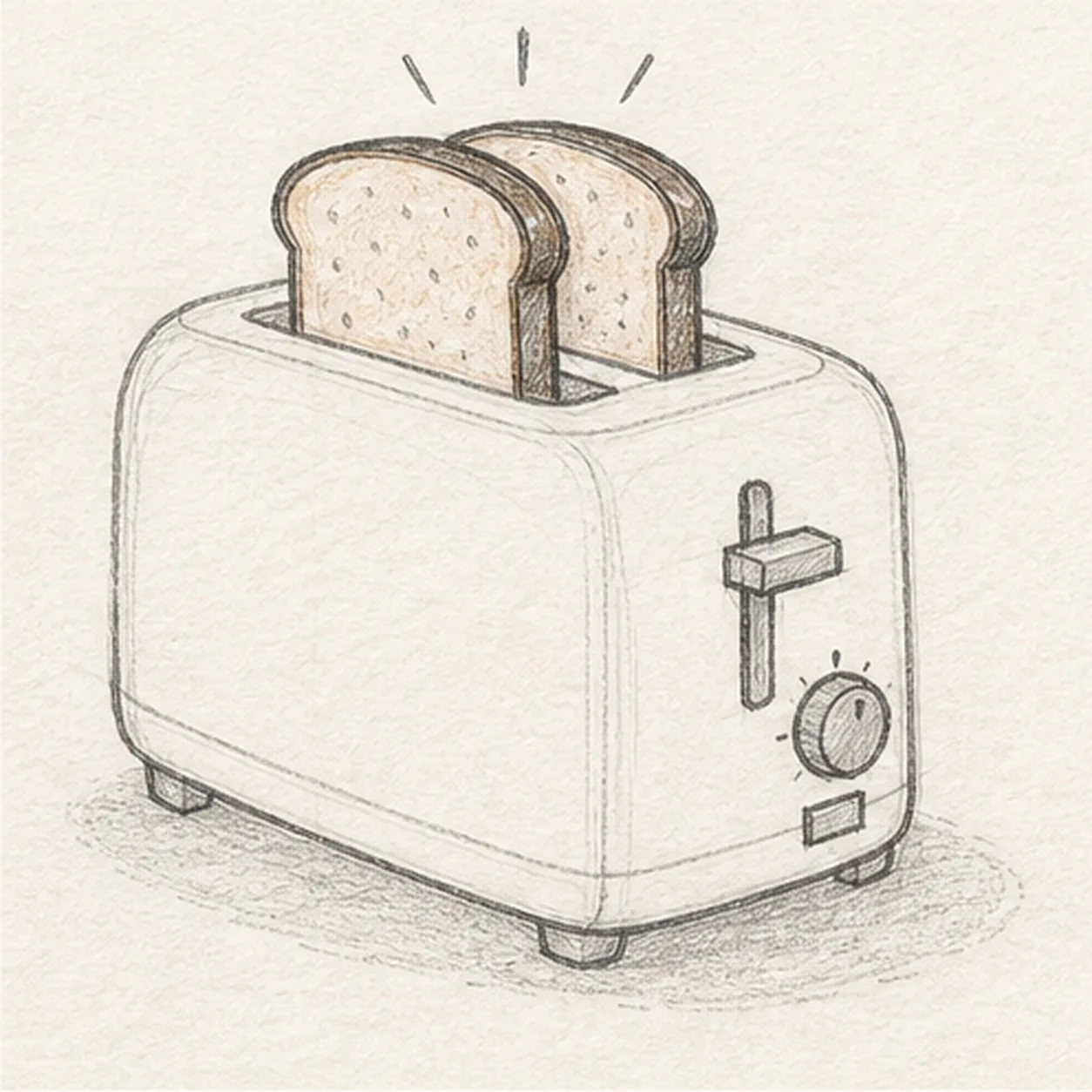 Toast the bread and show the pop stage for how to draw a popping toaster