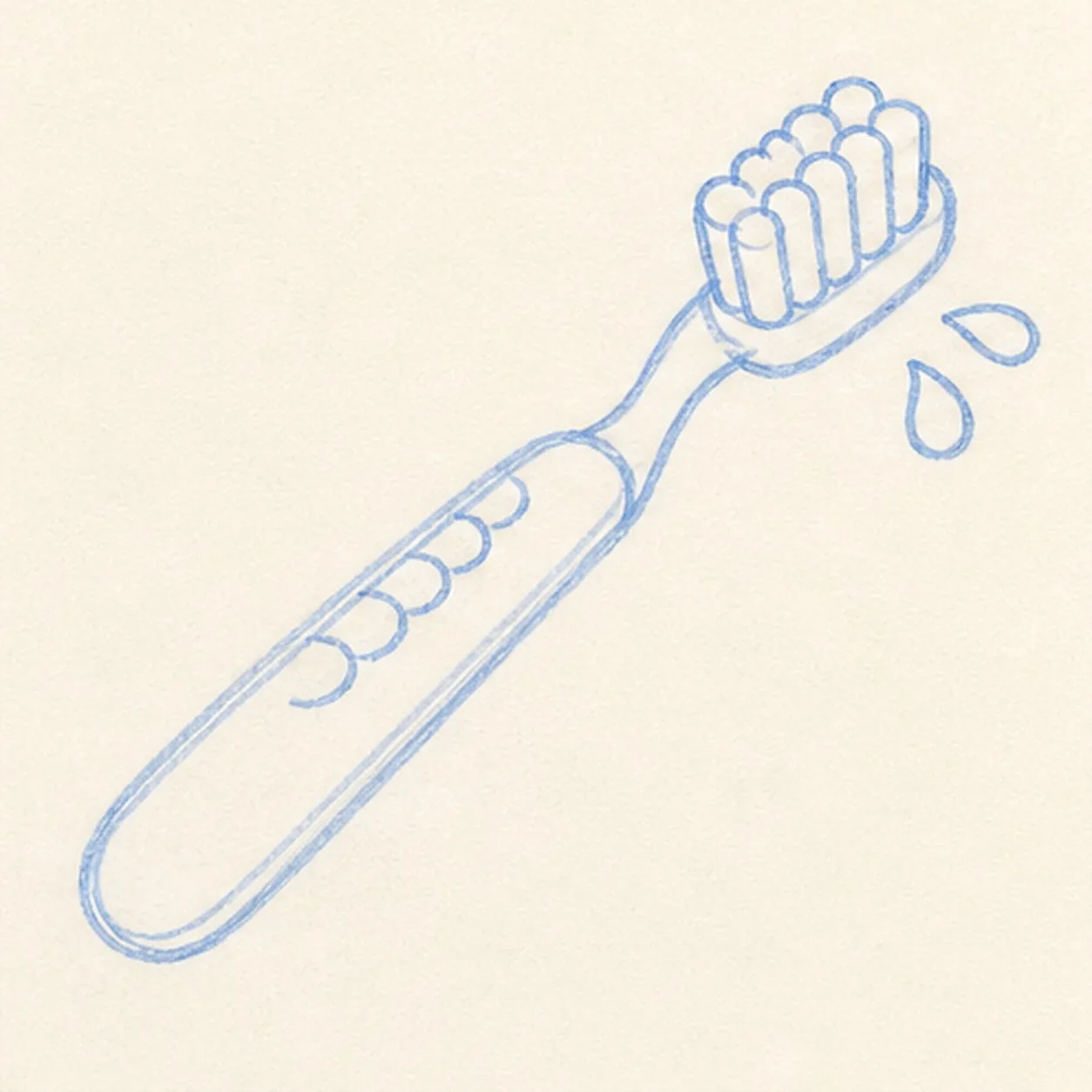Add grip and droplets stage for how to draw a toothbrush
