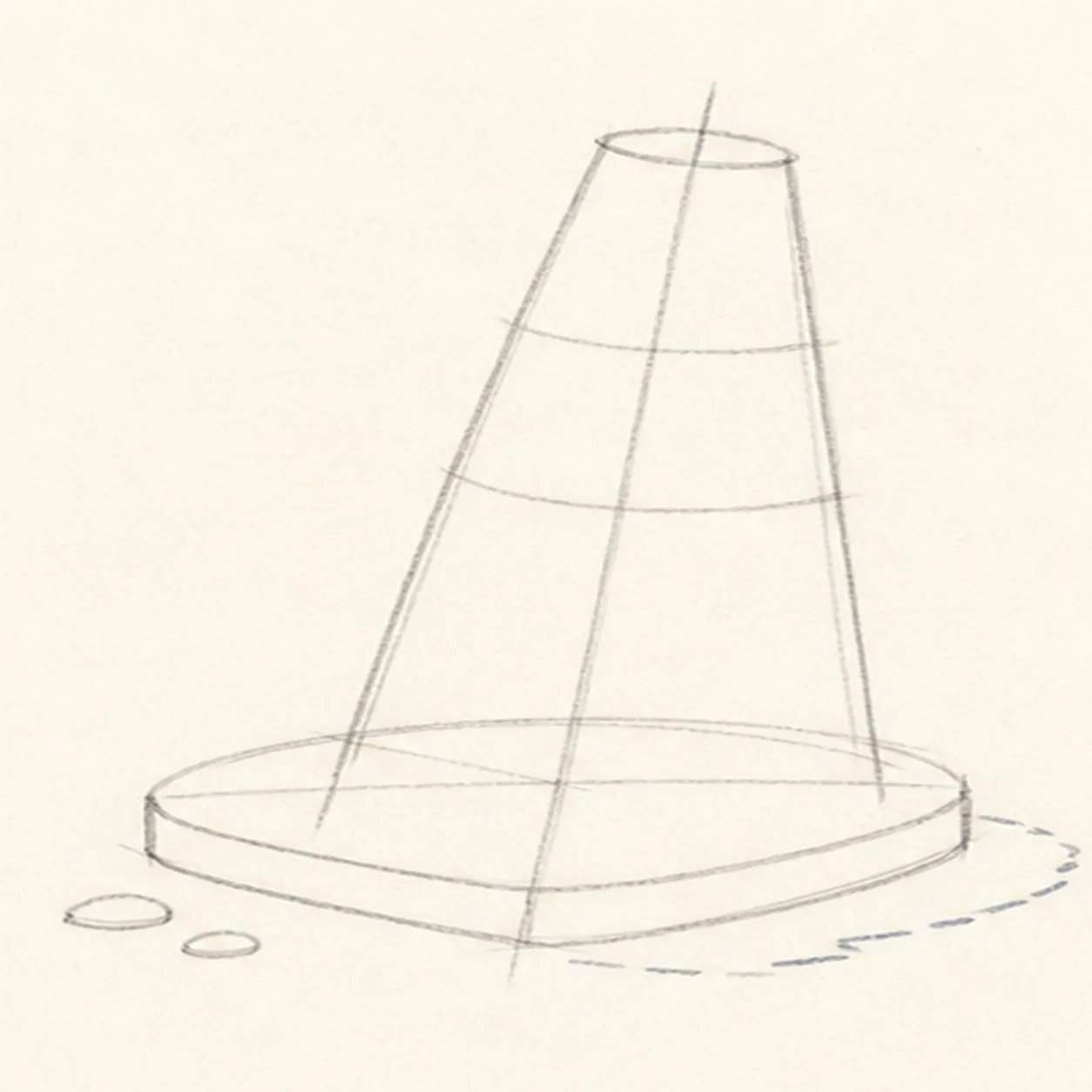 Tilt the cone guides stage for how to draw a traffic cone