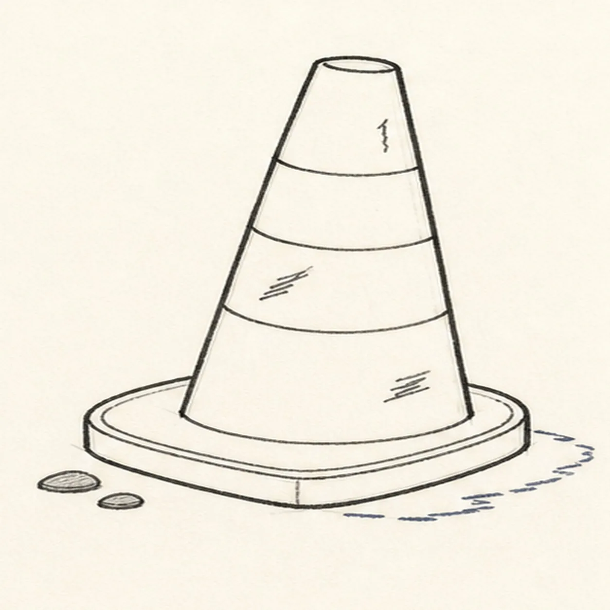 Scuff the road-ready details stage for how to draw a traffic cone