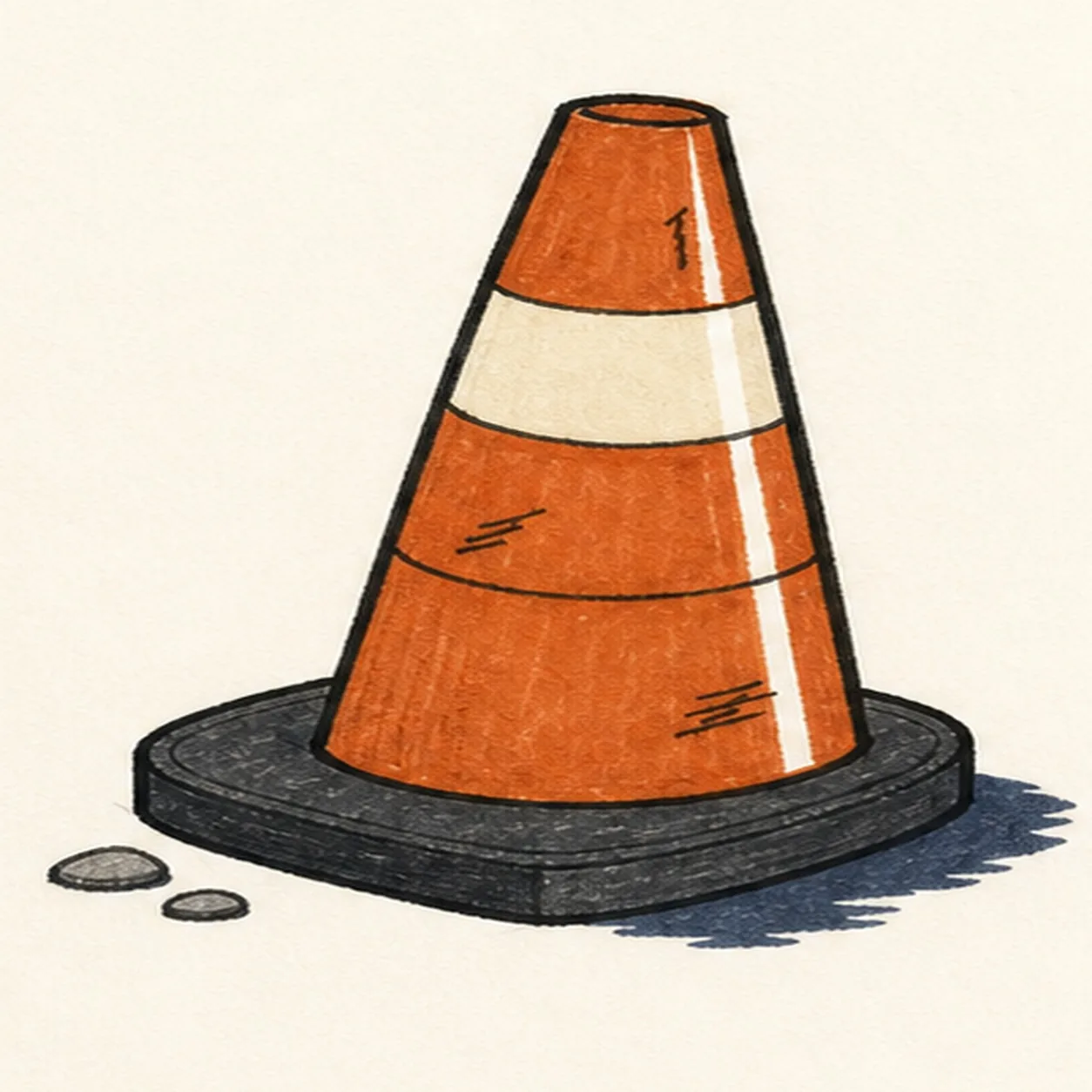 Ink the safety orange stage for how to draw a traffic cone