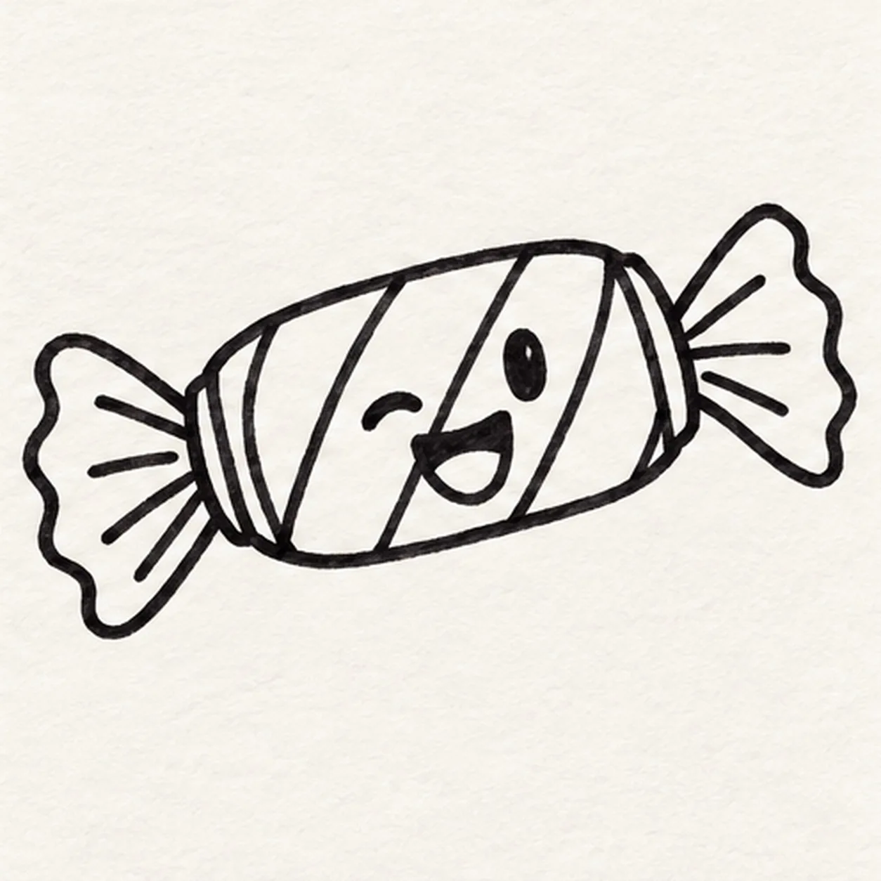 Stripe the candy and give it a wink stage for how to draw a wrapped candy