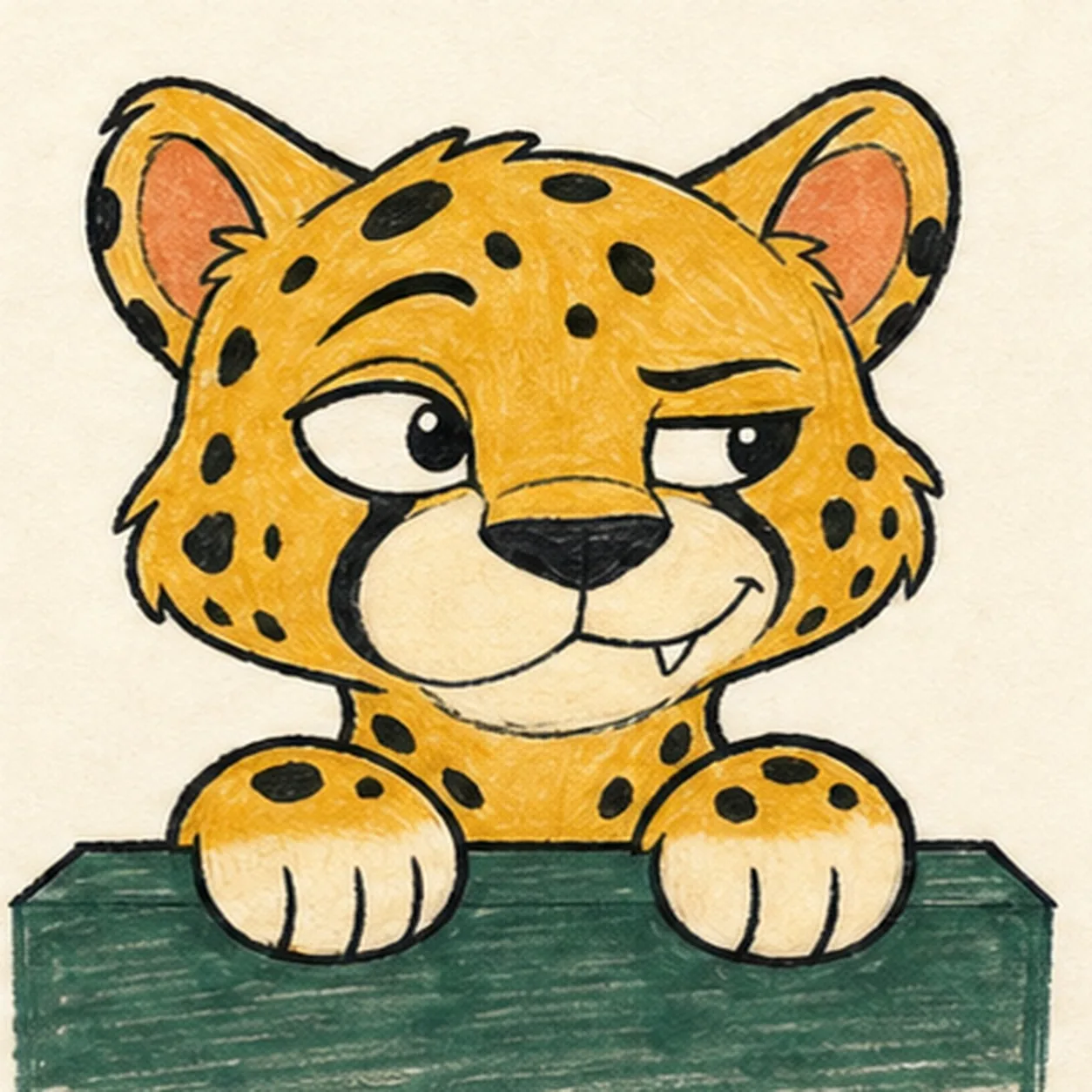 Ink and color the cub stage for how to draw a cartoon cheetah cub