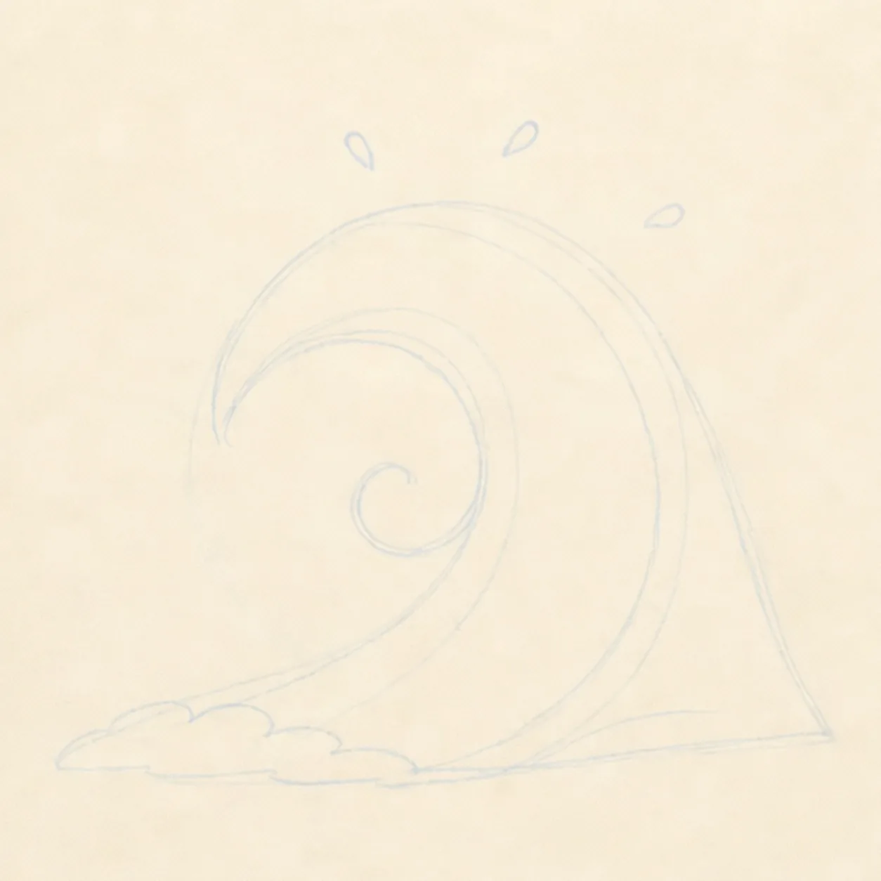 Map the curl stage for how to draw a comic ocean wave