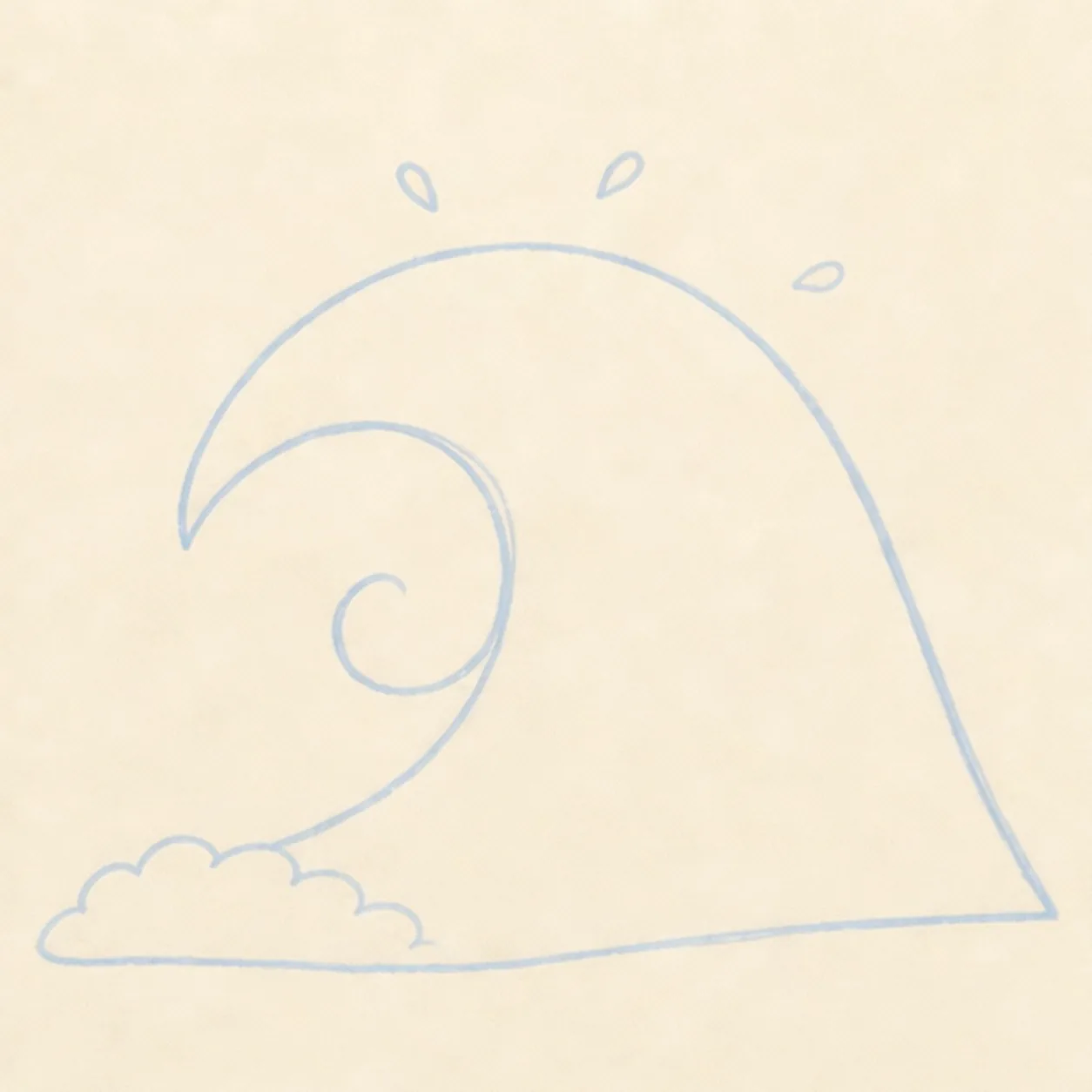 Shape the wave stage for how to draw a comic ocean wave