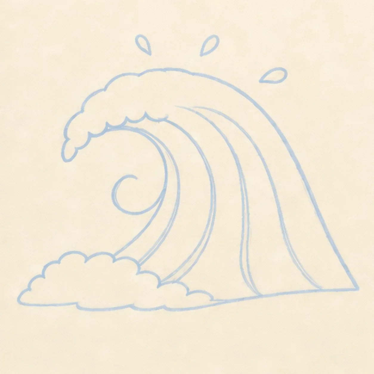 Break up the foam stage for how to draw a comic ocean wave