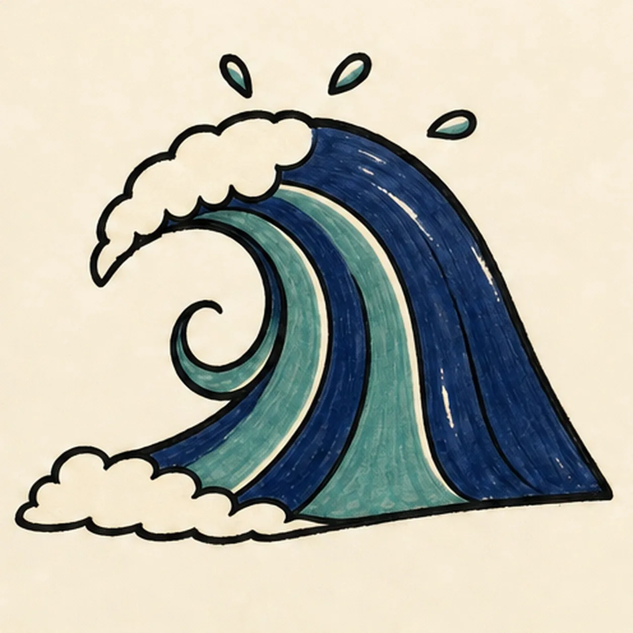 Ink and color the surge stage for how to draw a comic ocean wave