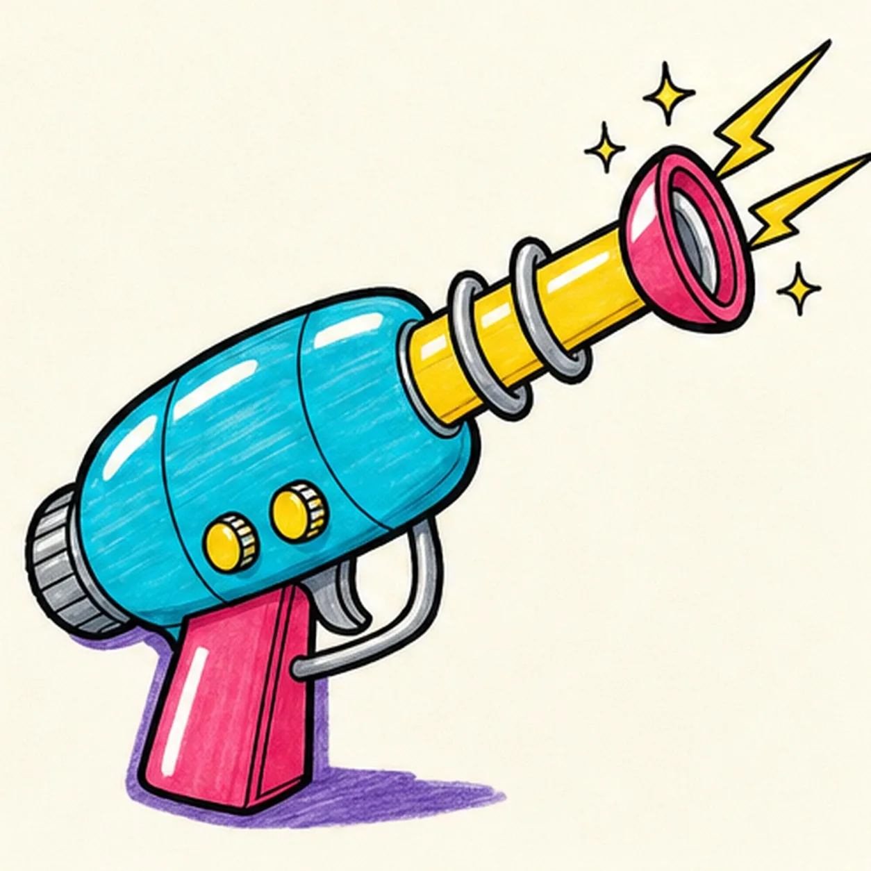 Ink and color the ray gun stage for how to draw a comic ray gun