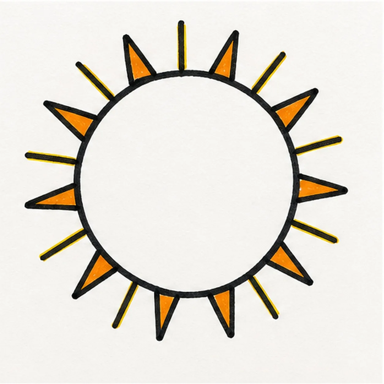 Radiate the rays stage for how to draw a comic sun