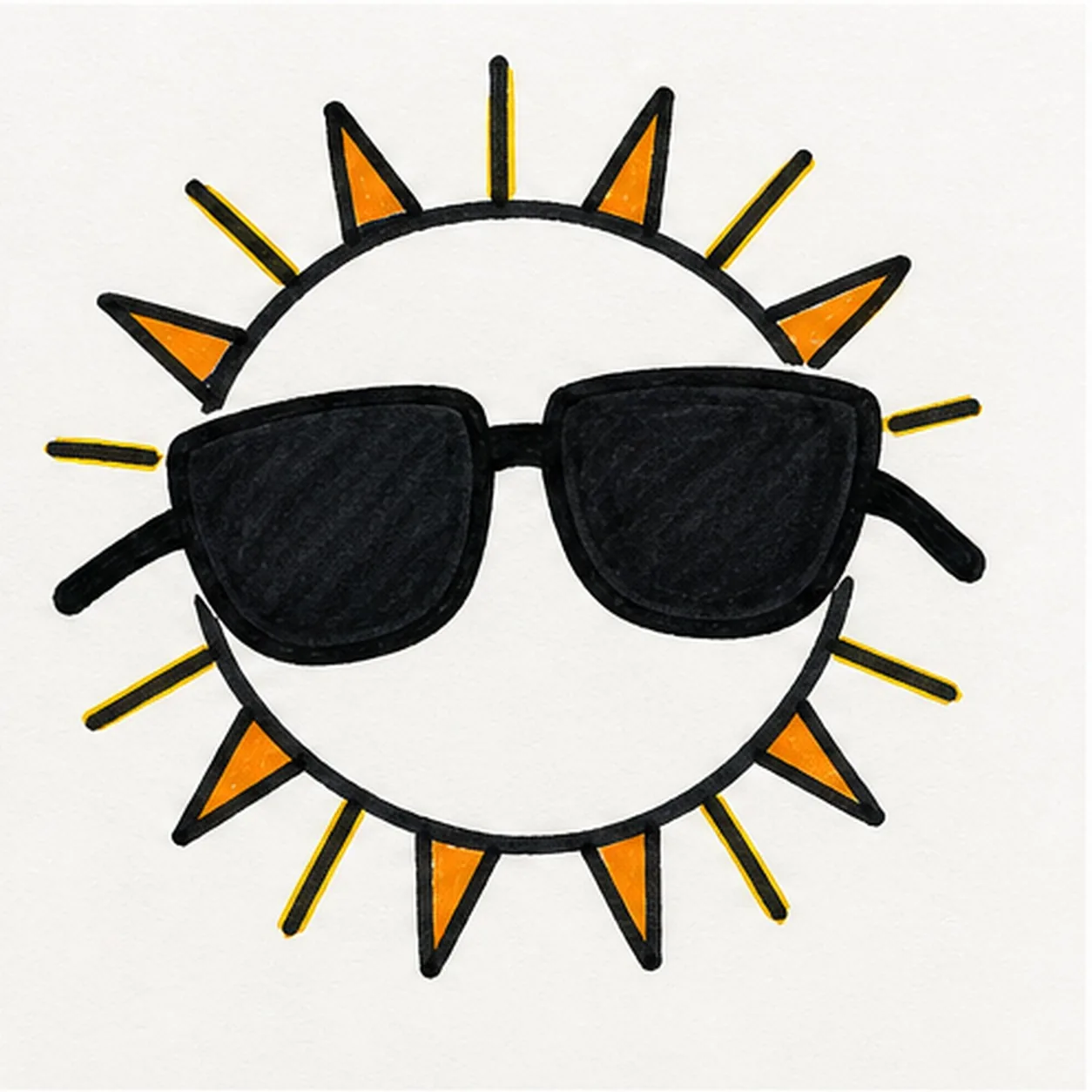 Drop in the shades stage for how to draw a comic sun