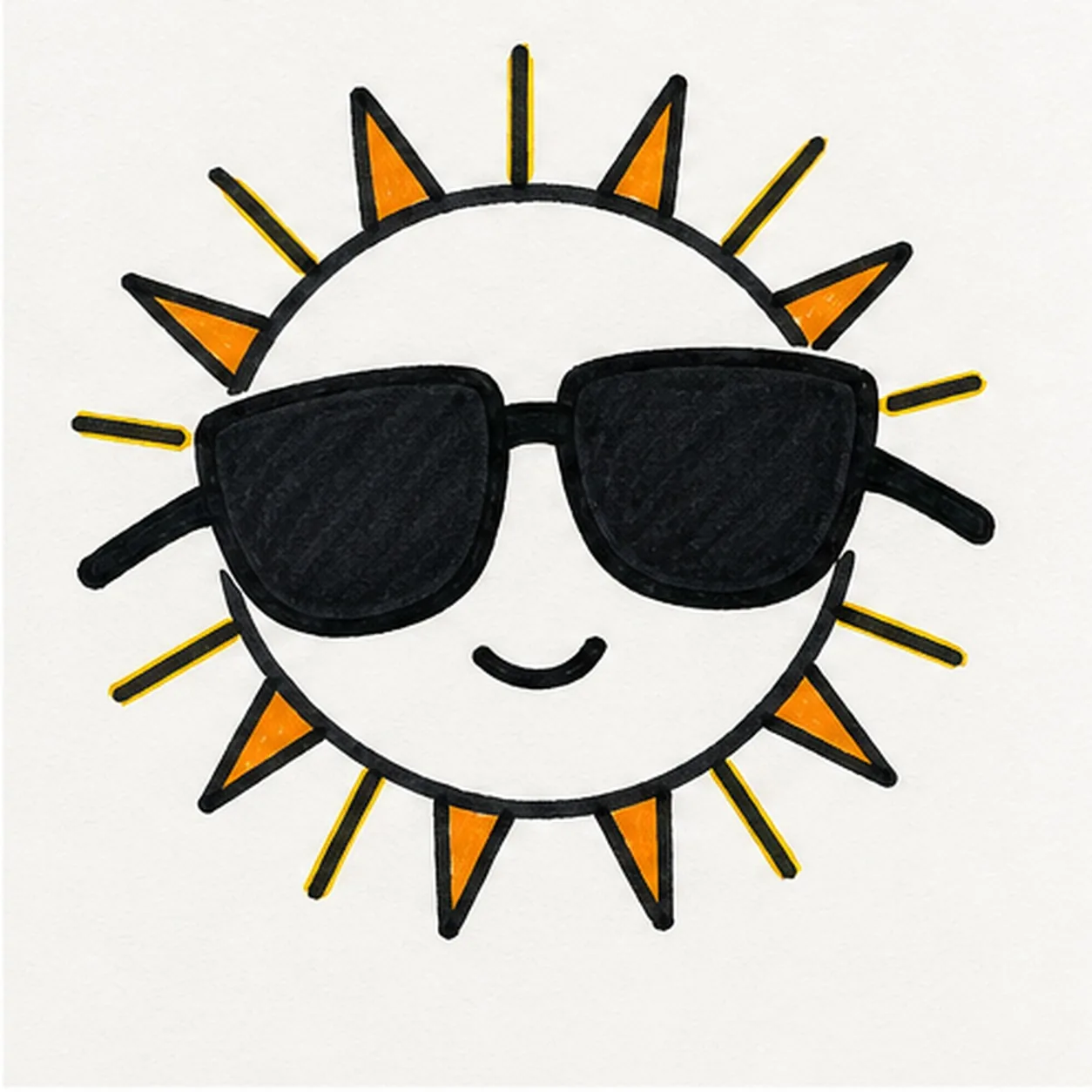 Add the small smile stage for how to draw a comic sun