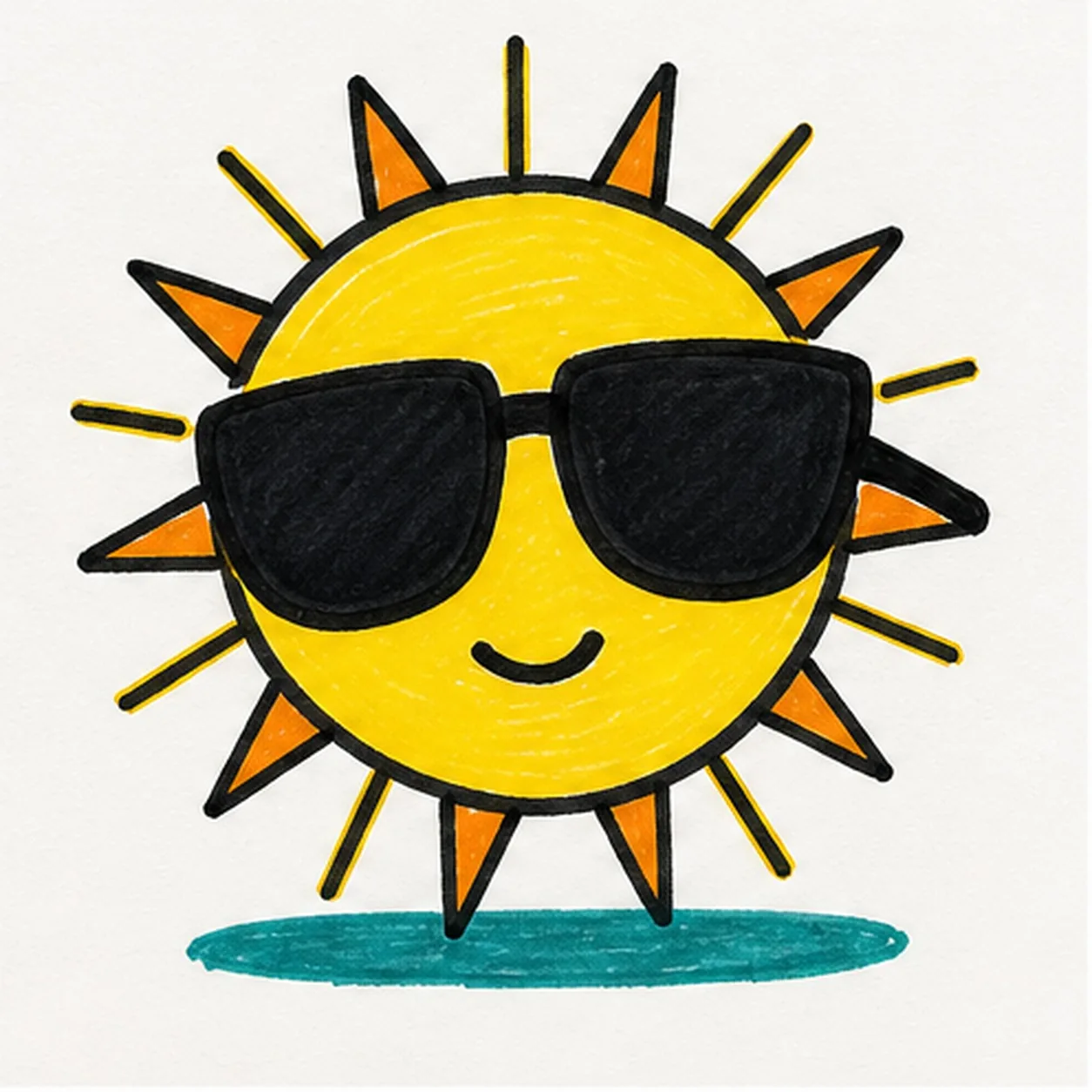 Fill the summer color stage for how to draw a comic sun