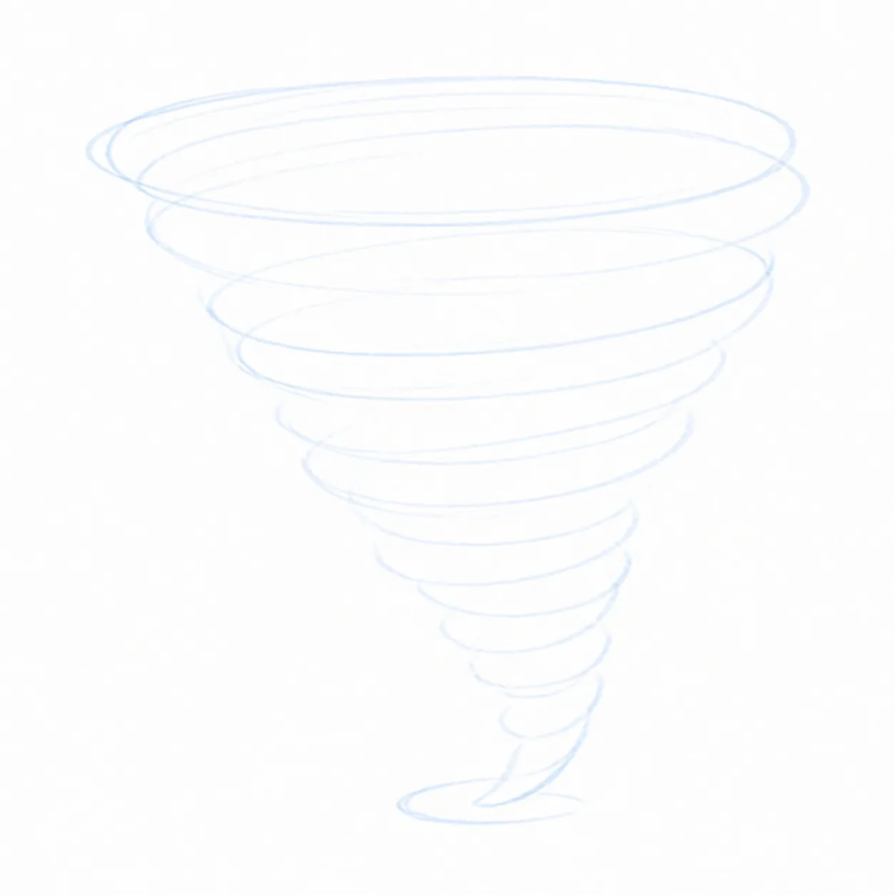 Spin the funnel guide stage for how to draw a tornado swirl