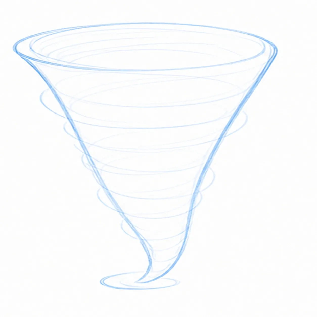 Shape the tornado cone stage for how to draw a tornado swirl