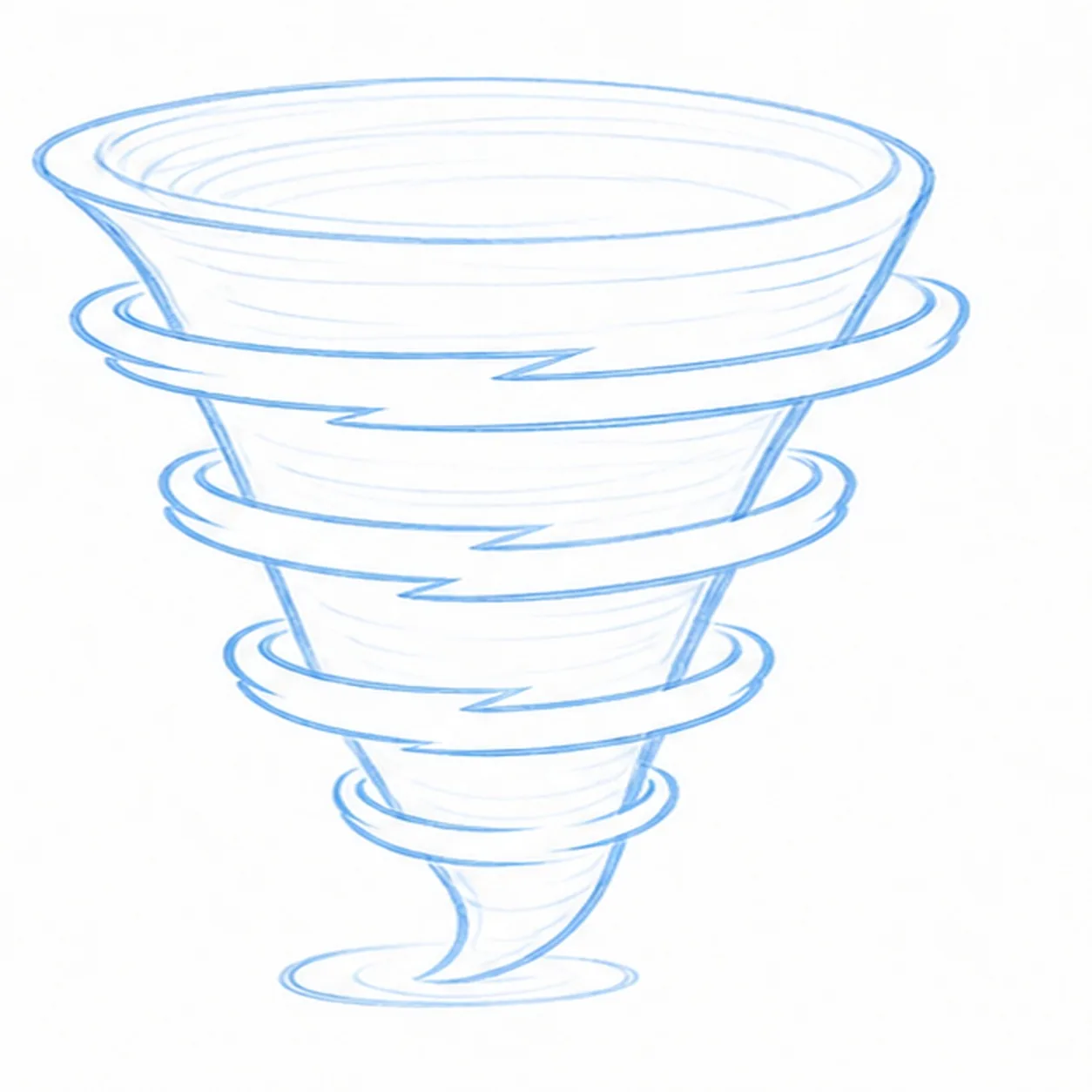 Wrap the wind bands stage for how to draw a tornado swirl