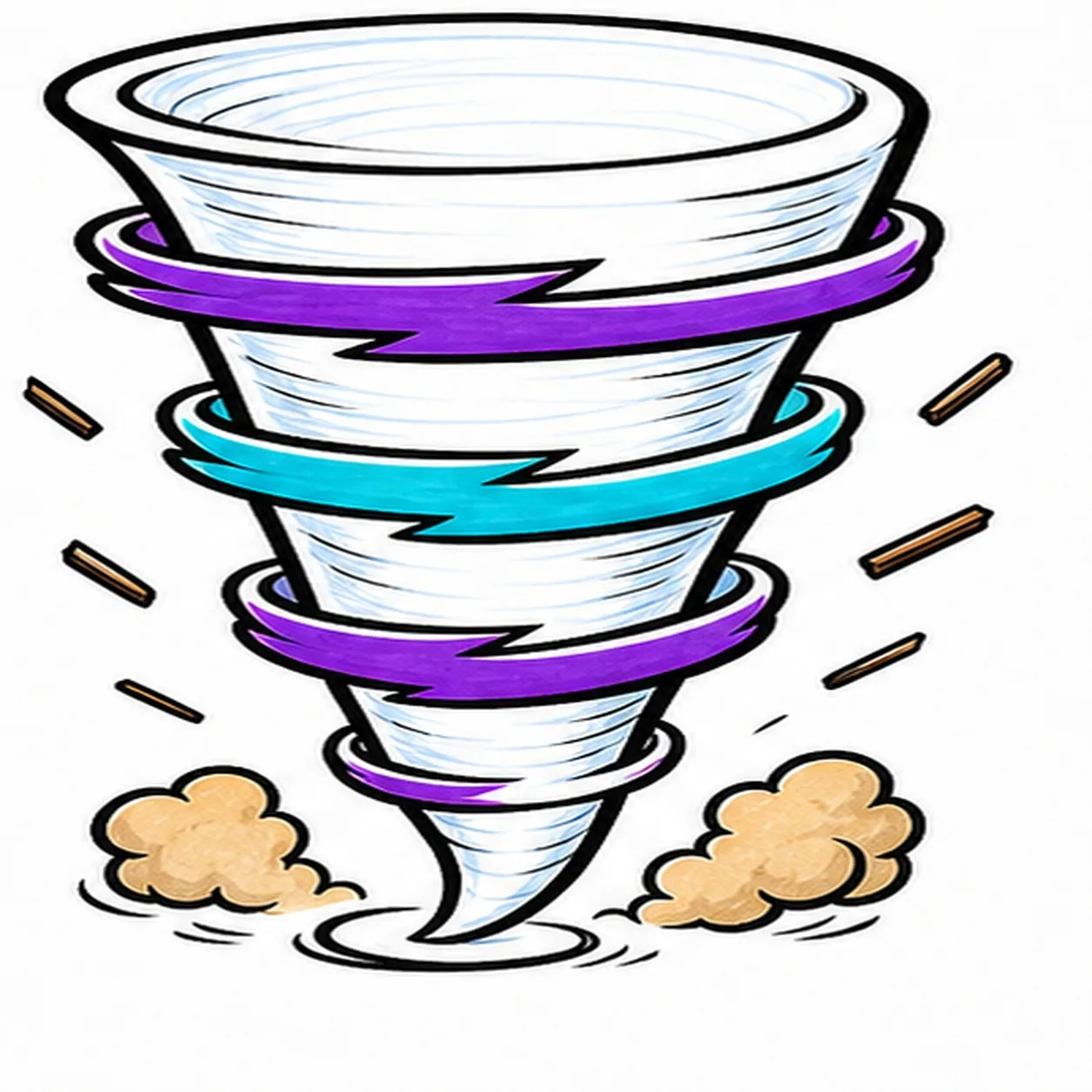Ink and color the spin stage for how to draw a tornado swirl