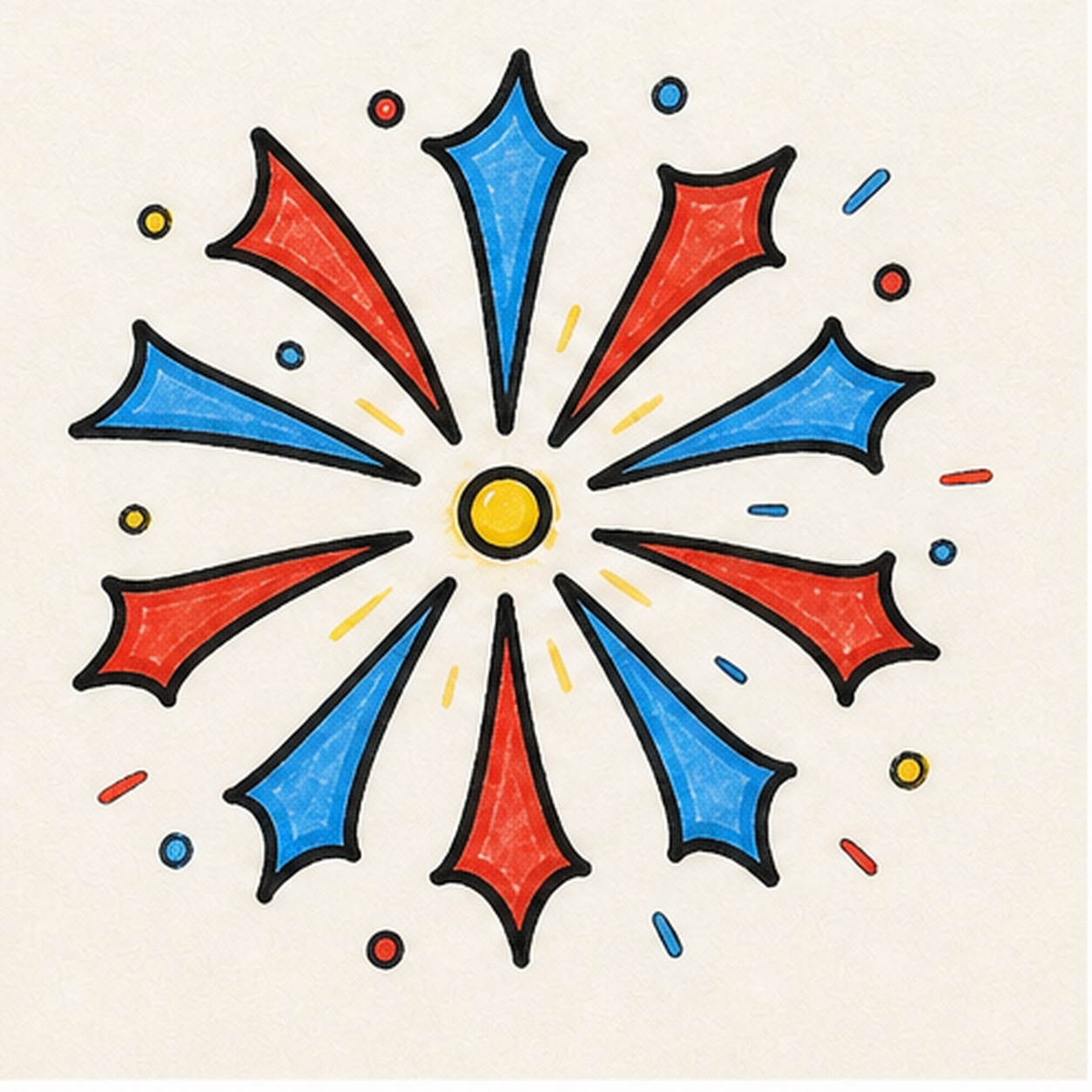 Fill the firework color stage for how to draw a firework burst